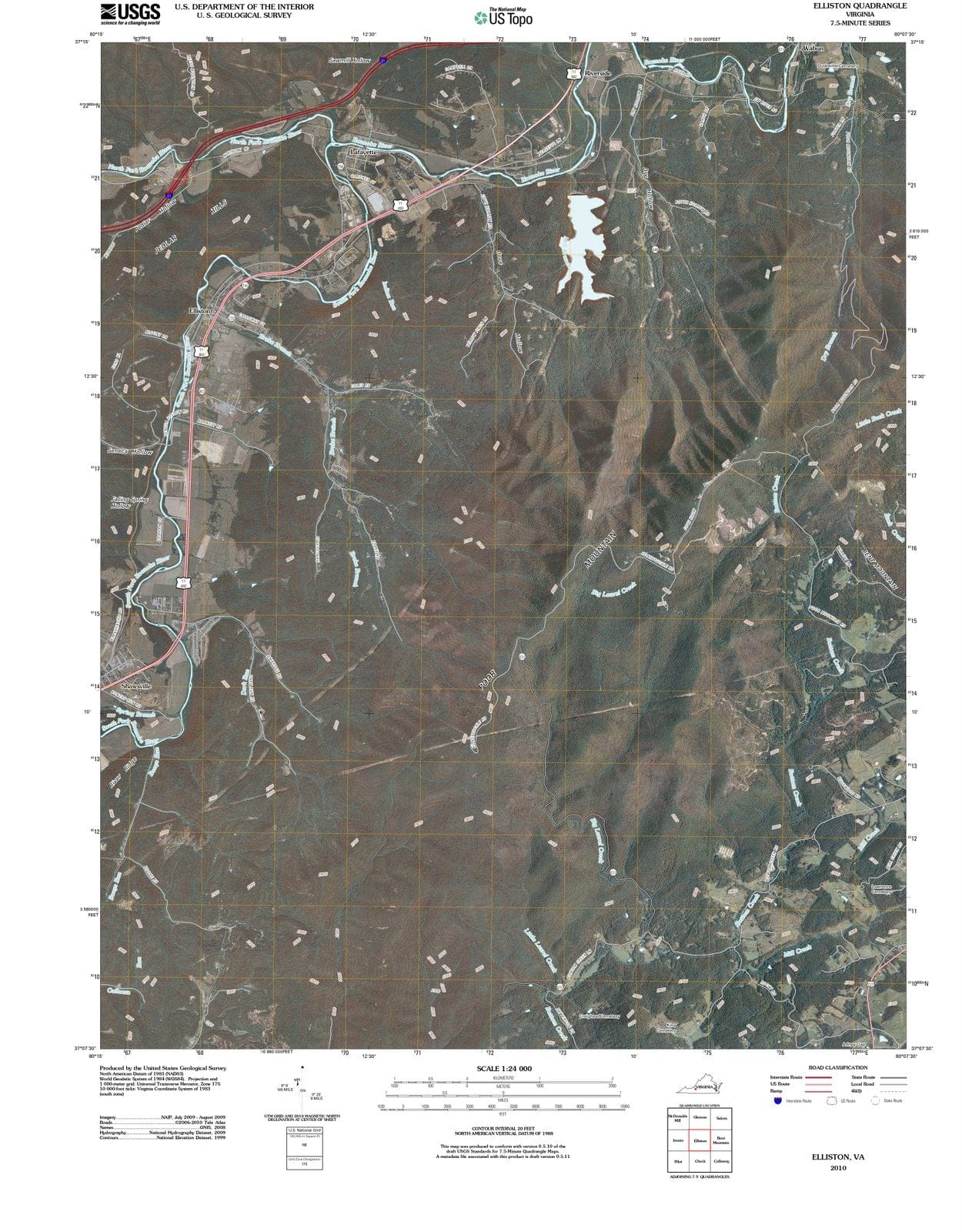 2010 Elliston, VA - Virginia - USGS Topographic Map