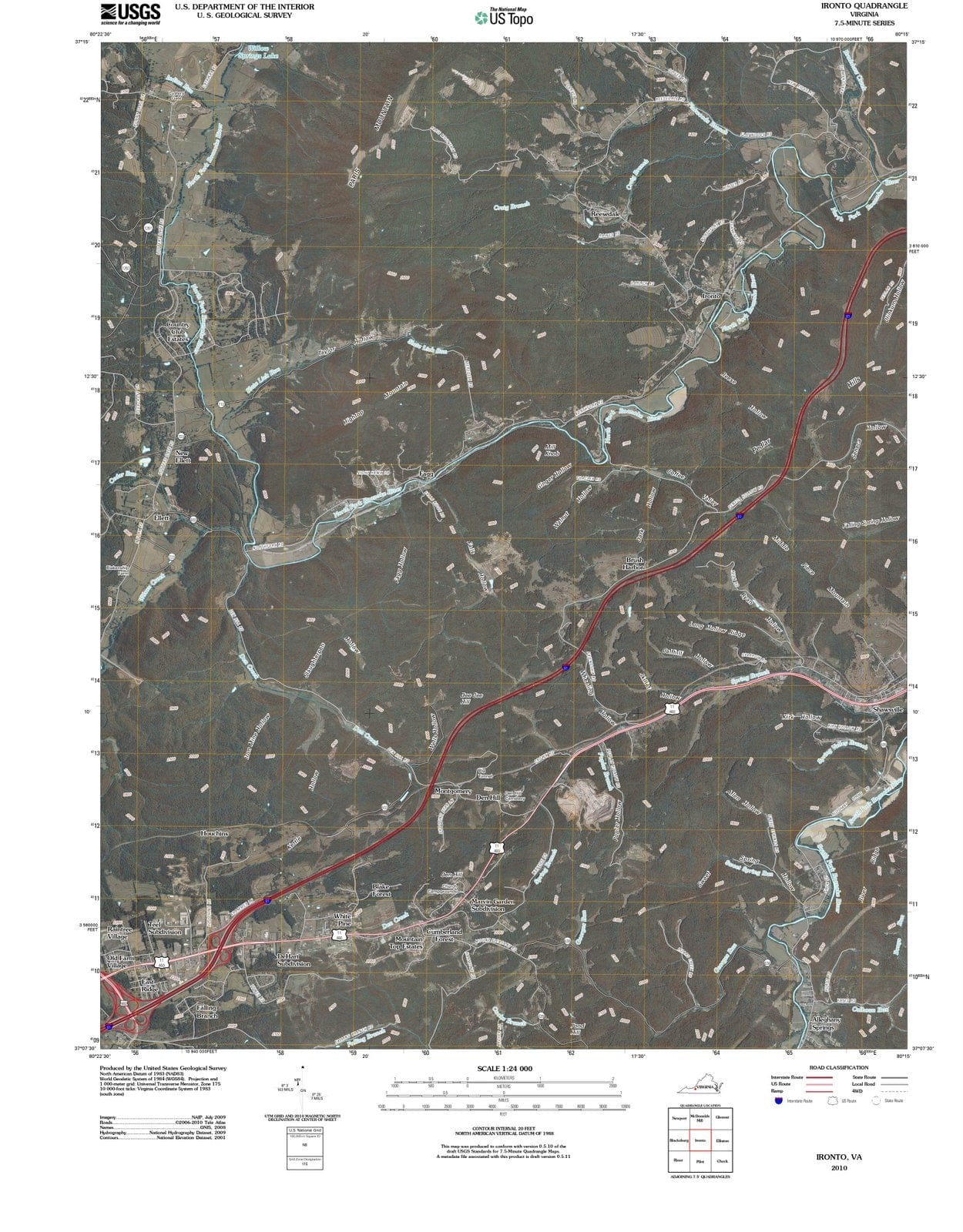 2010 Ironto, VA - Virginia - USGS Topographic Map