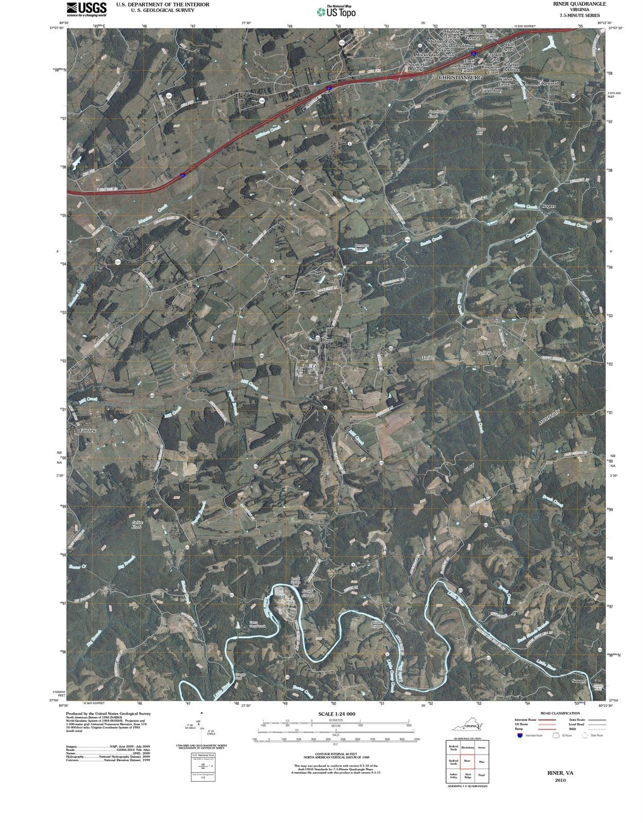 2010 Riner, VA - Virginia - USGS Topographic Map