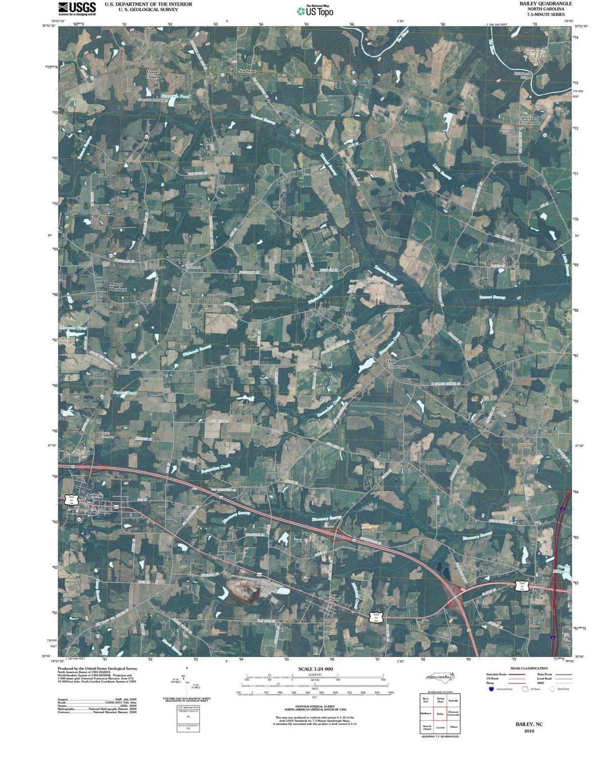 2010 Bailey, NC - North Carolina - USGS Topographic Map