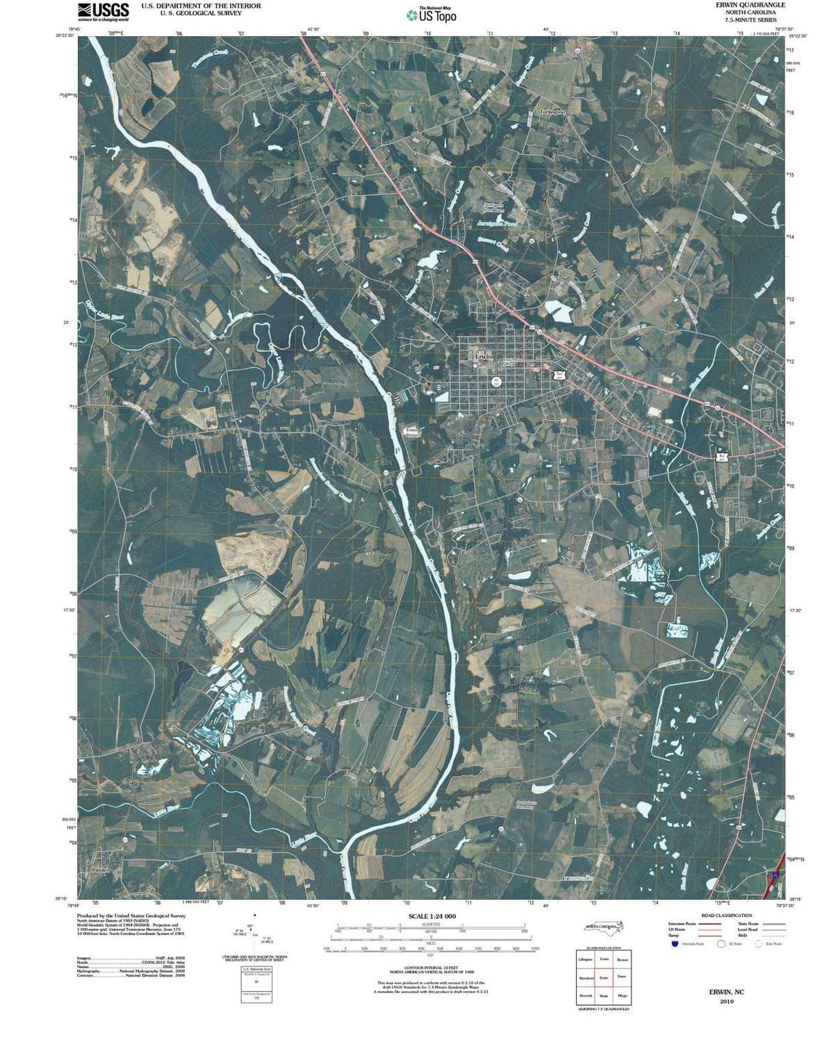 2010 Erwin, NC - North Carolina - USGS Topographic Map