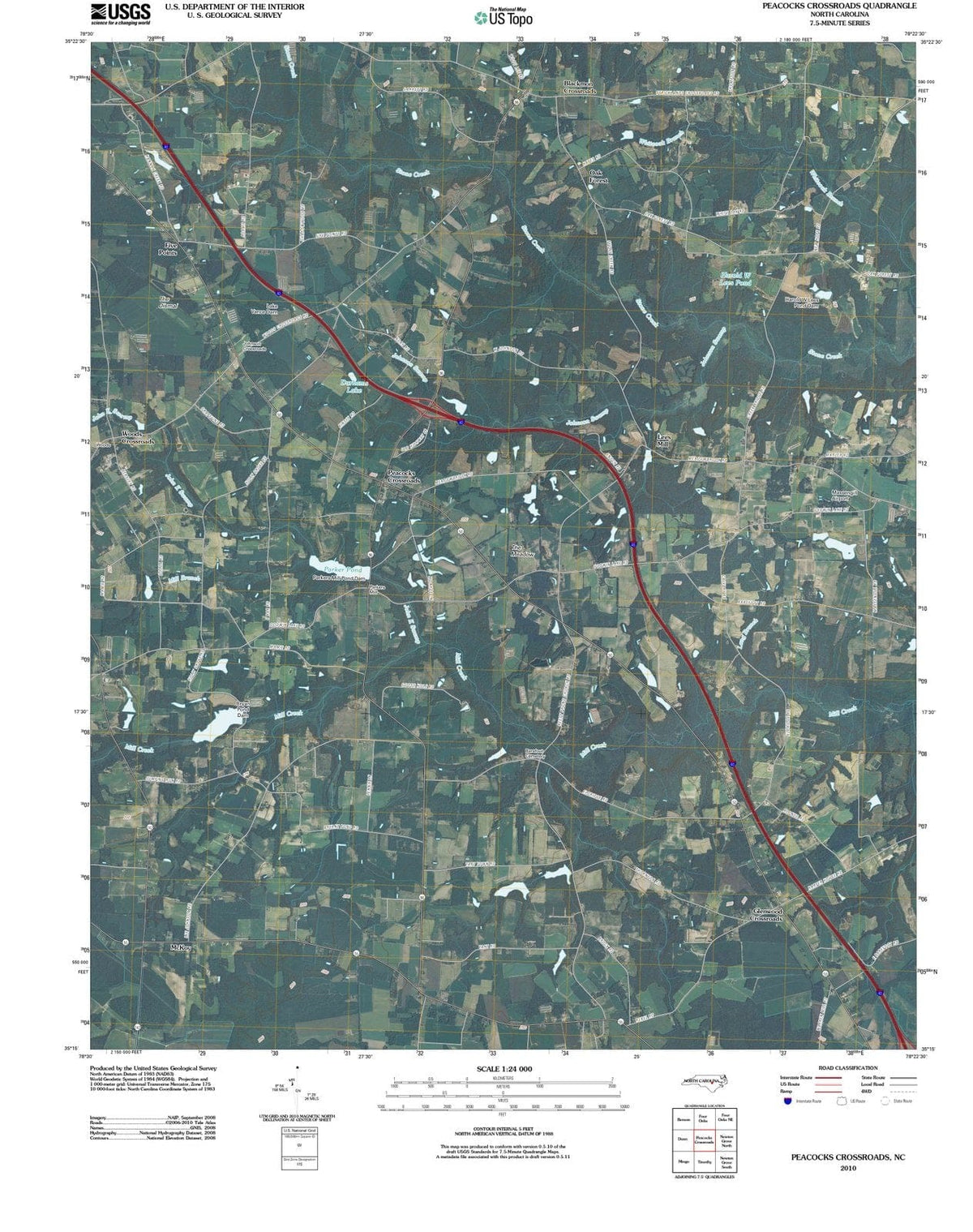 2010 Peacocks Crossroads, NC - North Carolina - USGS Topographic Map