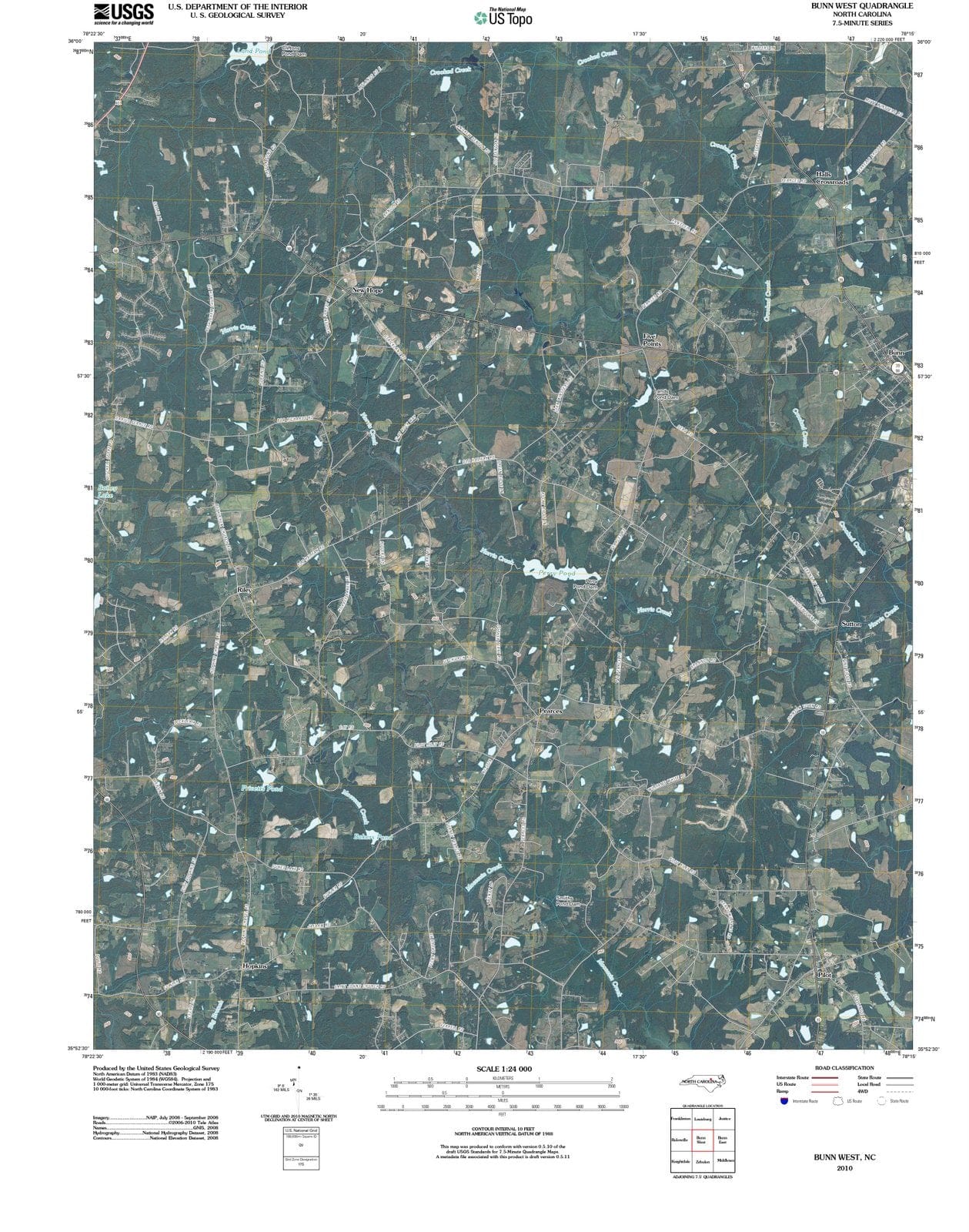 2010 Bunn West, NC - North Carolina - USGS Topographic Map
