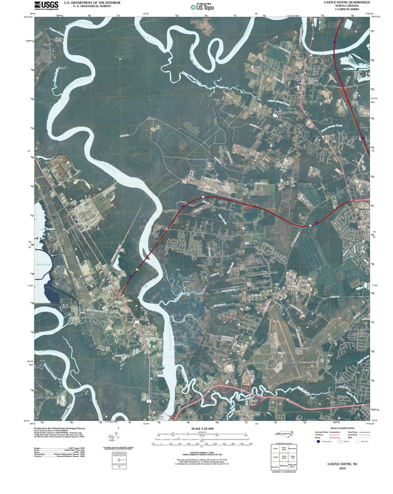 2010 Castle Hayne, NC - North Carolina - USGS Topographic Map