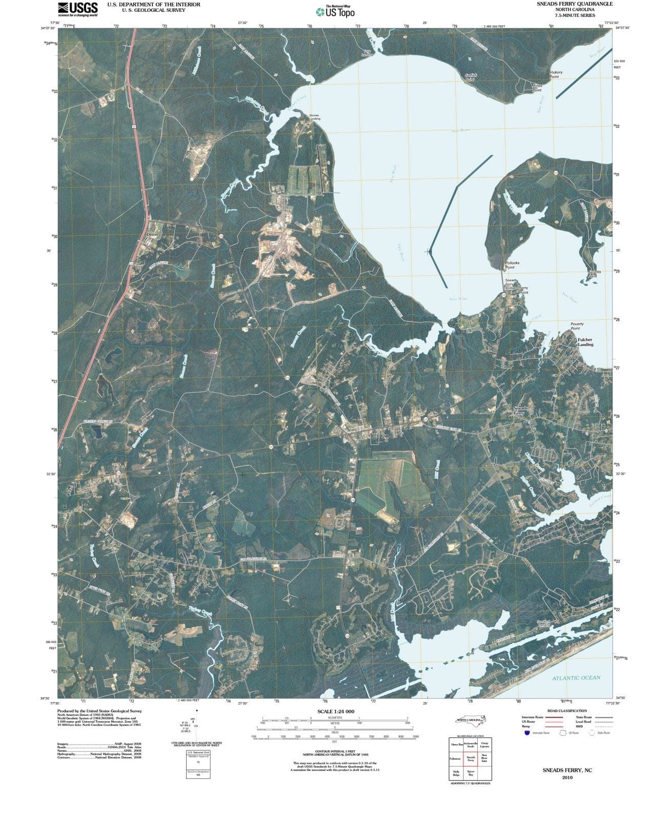 2010 Sneads Ferry, NC - North Carolina - USGS Topographic Map
