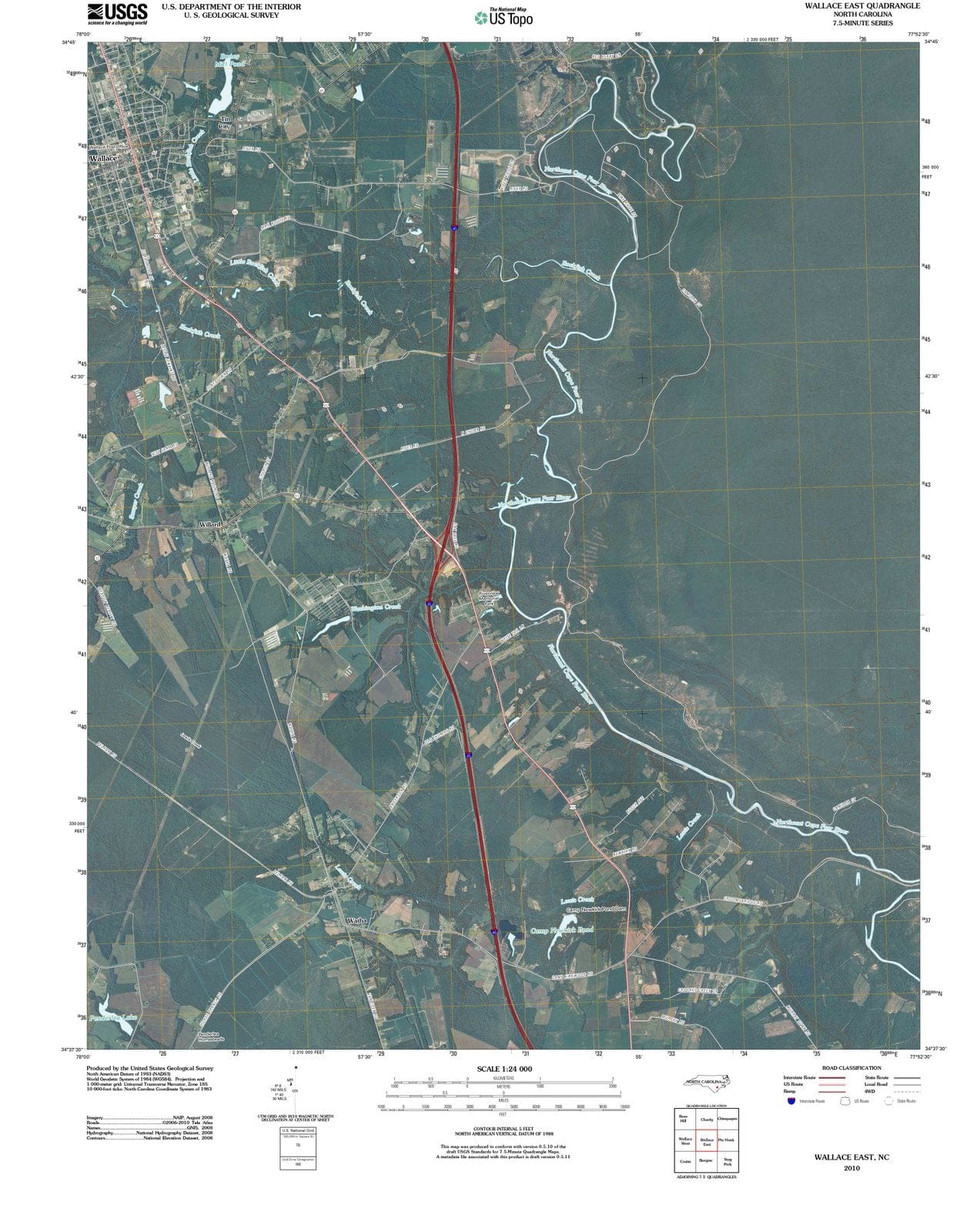 2010 Wallace East, NC - North Carolina - USGS Topographic Map