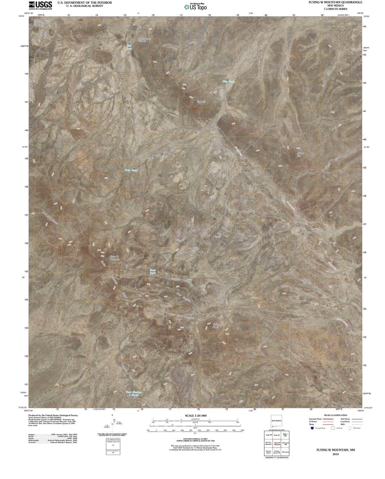 2010 Flying W Mountain, NM - New Mexico - USGS Topographic Map