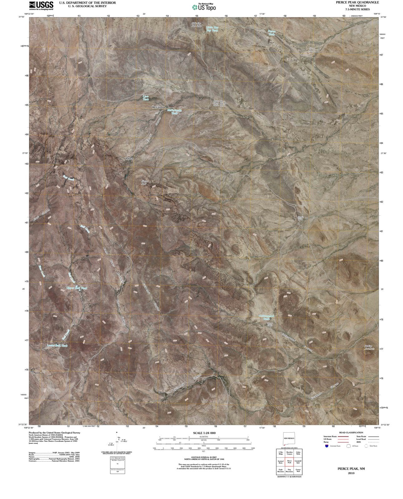 2010 Pierce Peak, NM - New Mexico - USGS Topographic Map