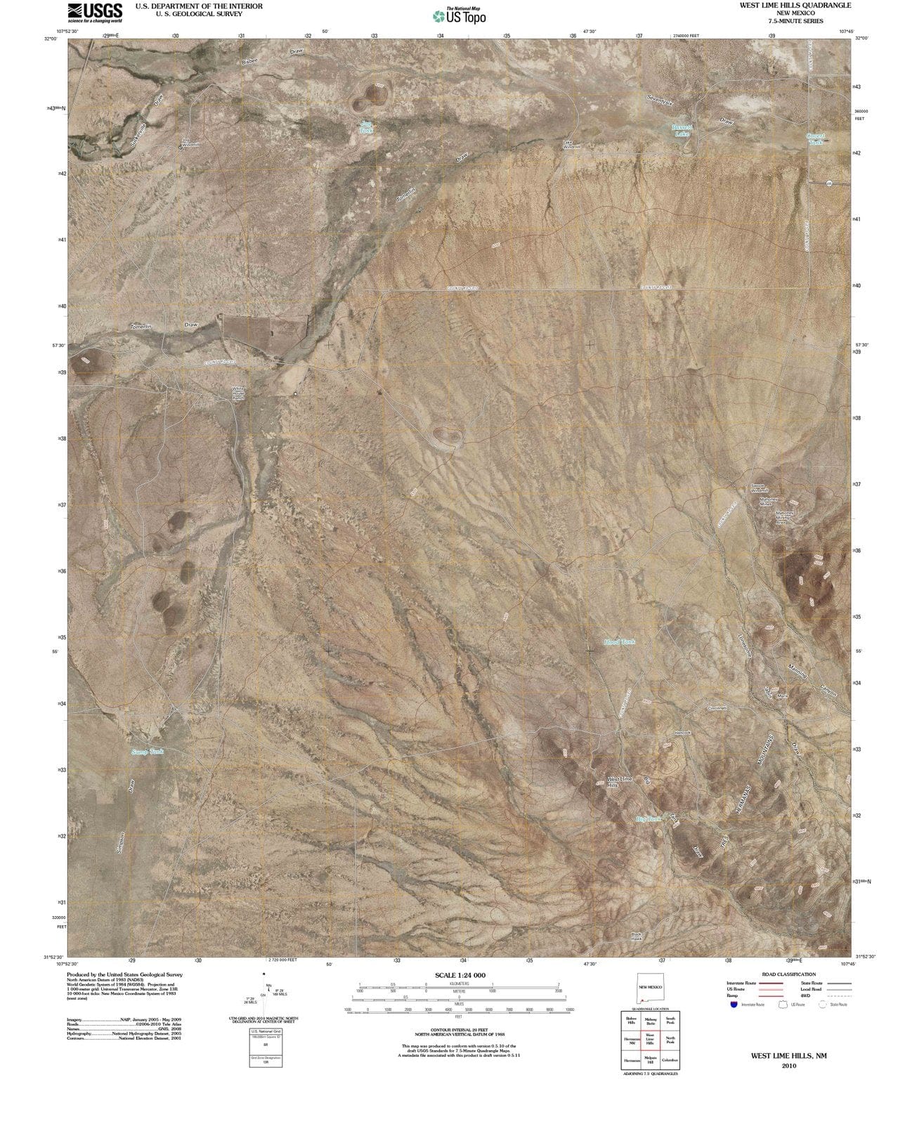 2010 West Lime Hills, NM - New Mexico - USGS Topographic Map