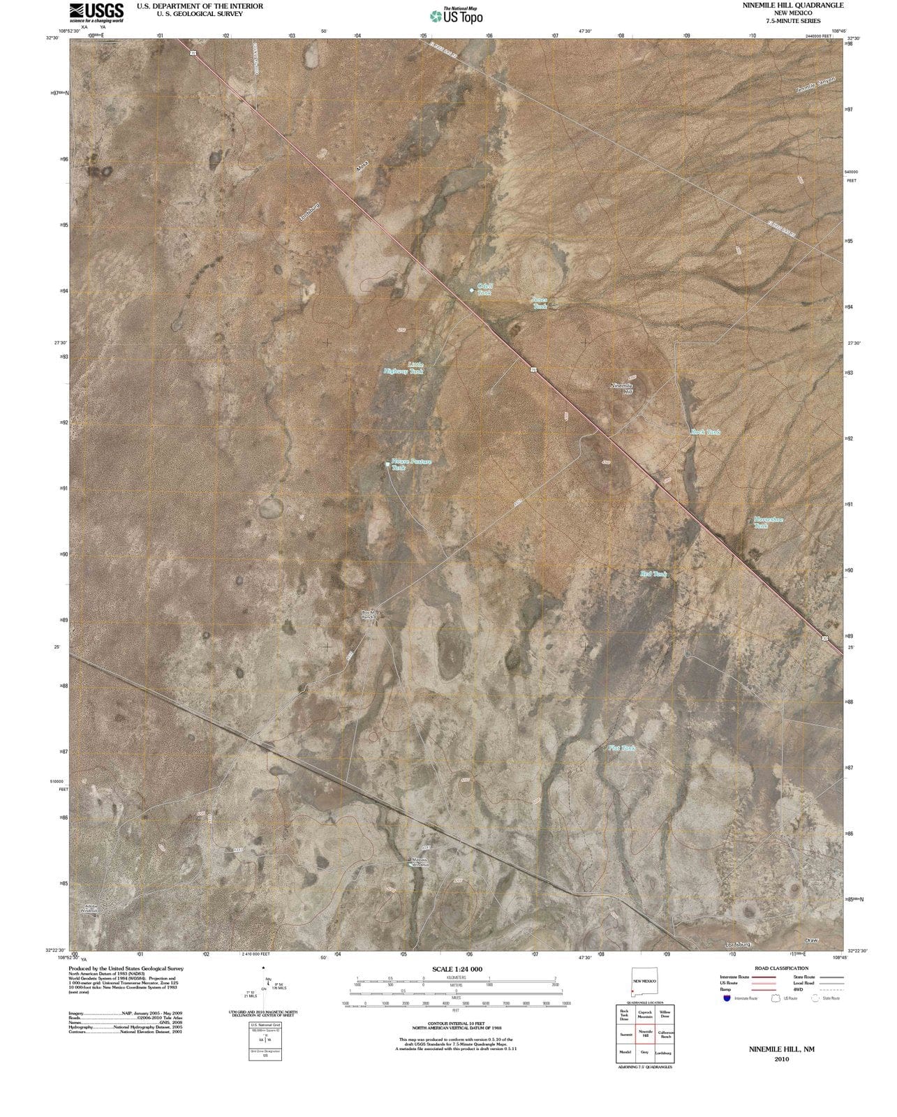 2010 Ninemile Hill, NM - New Mexico - USGS Topographic Map