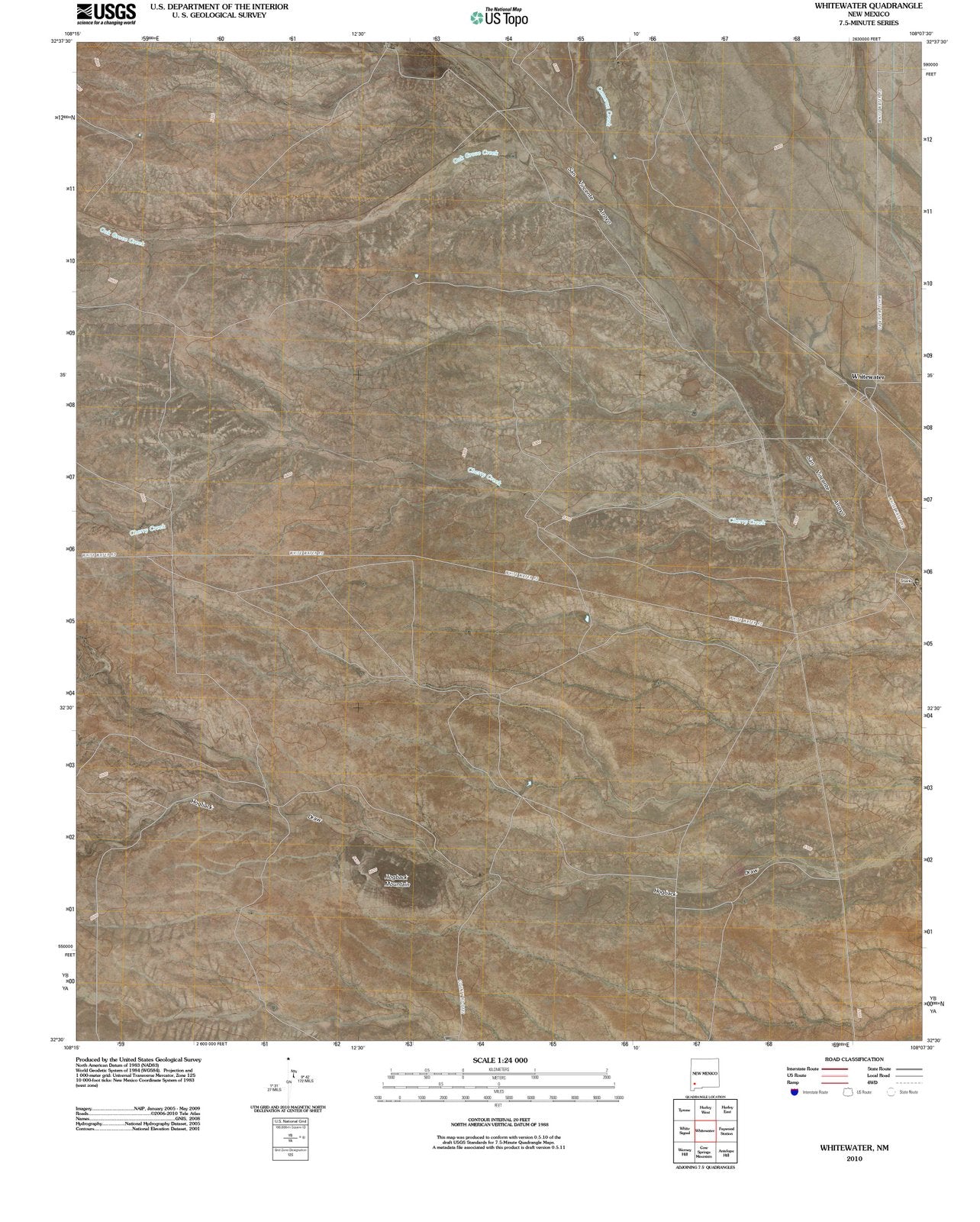 2010 Whitewater, NM - New Mexico - USGS Topographic Map