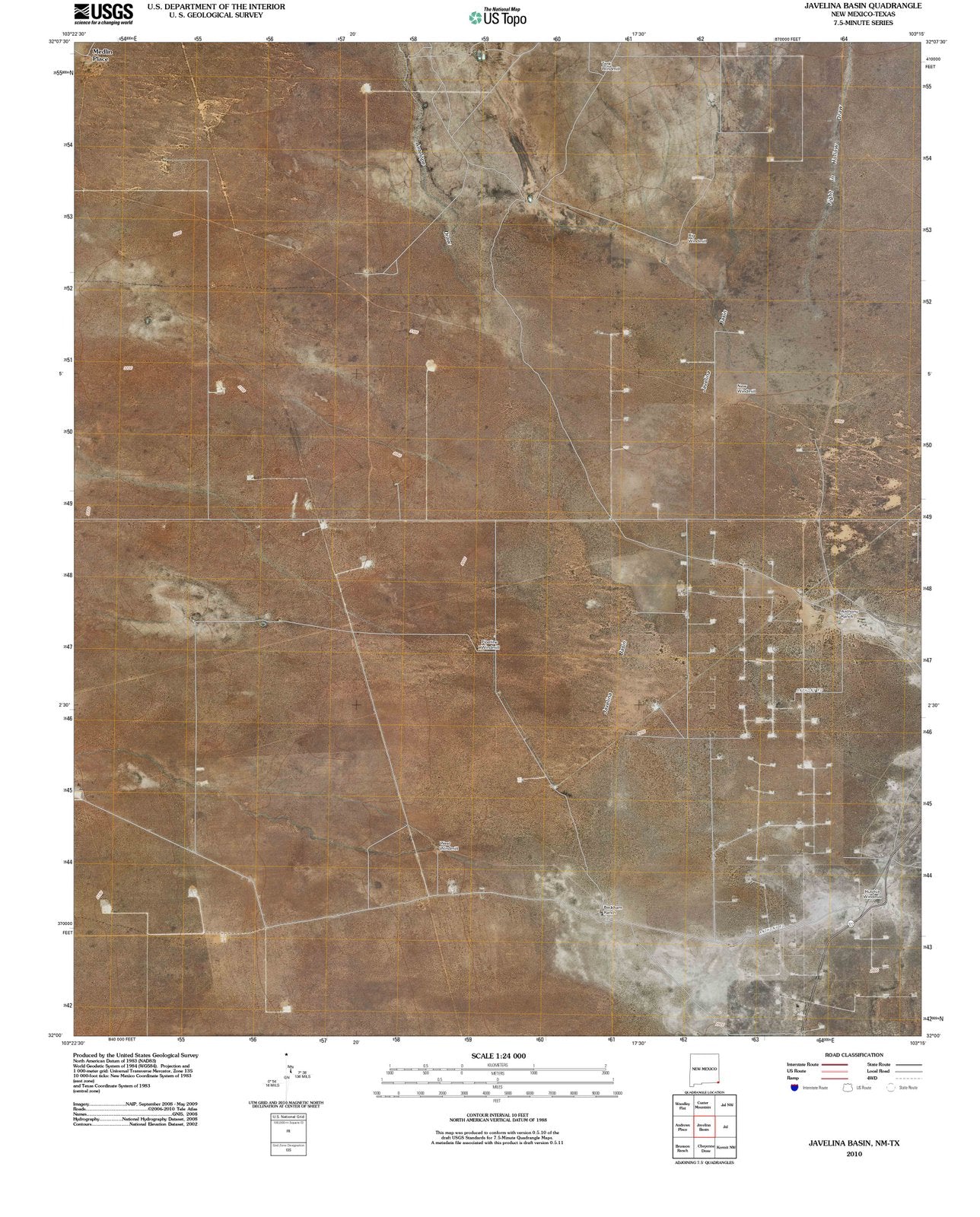 2010 Javelina Basin, NM - New Mexico - USGS Topographic Map
