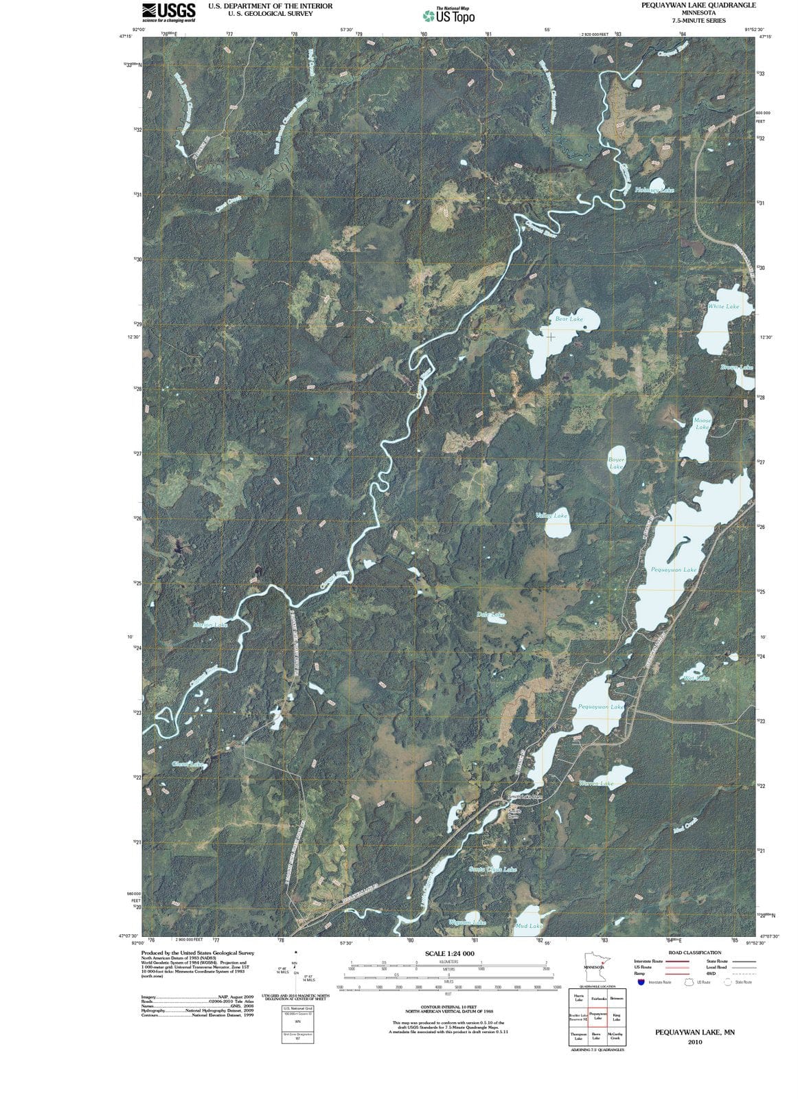 2010 Pequaywan Lake, MN - Minnesota - USGS Topographic Map