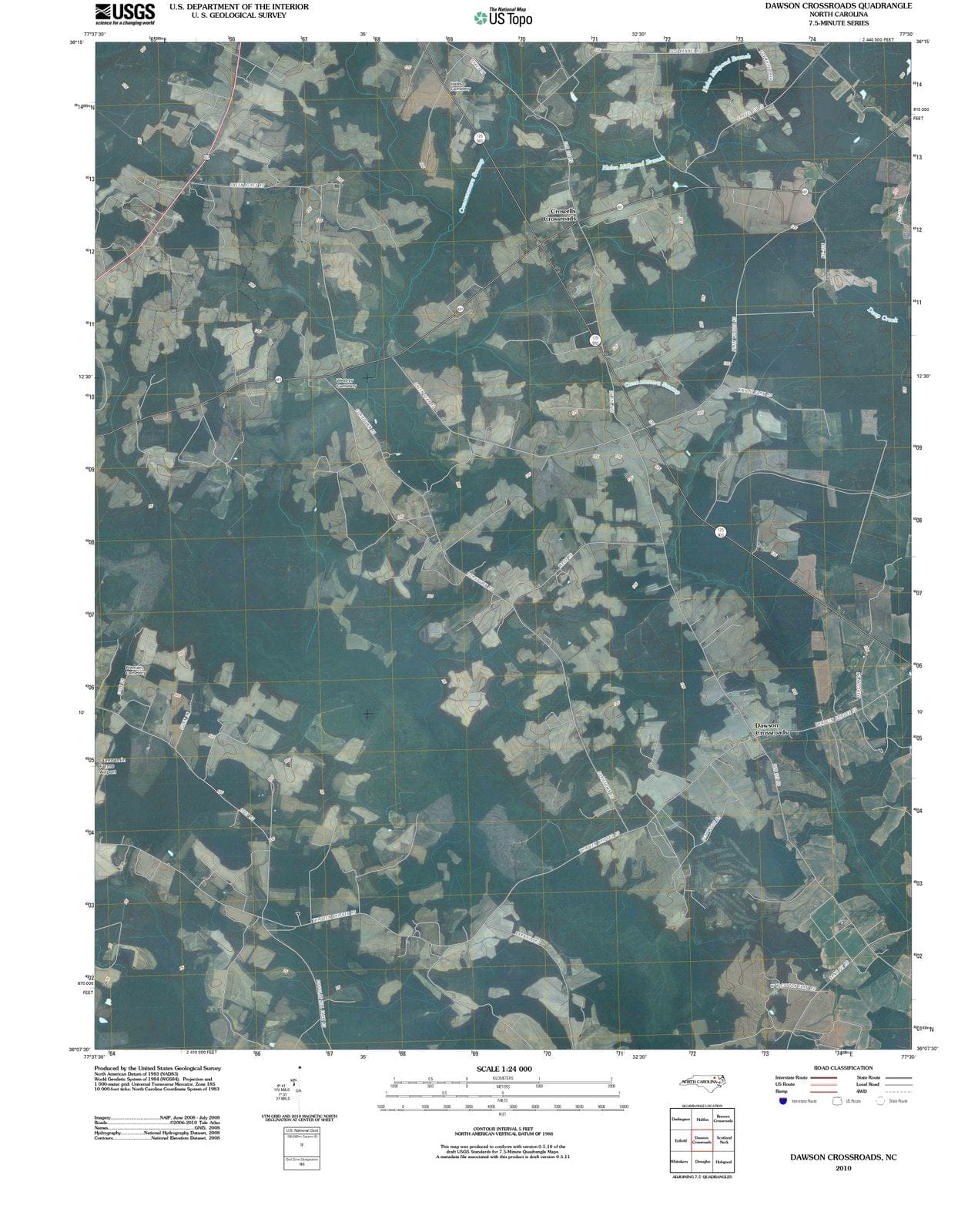 2010 Dawson Crossroads, NC - North Carolina - USGS Topographic Map