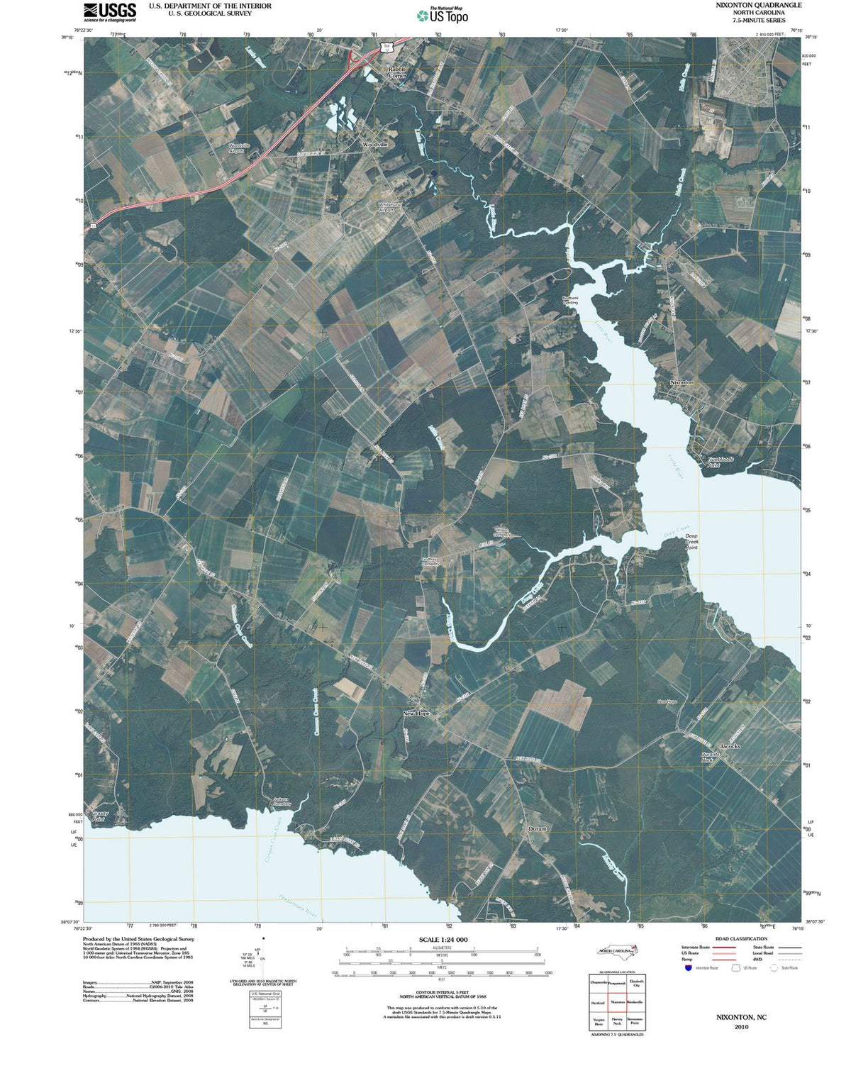 2010 Nixonton, NC - North Carolina - USGS Topographic Map