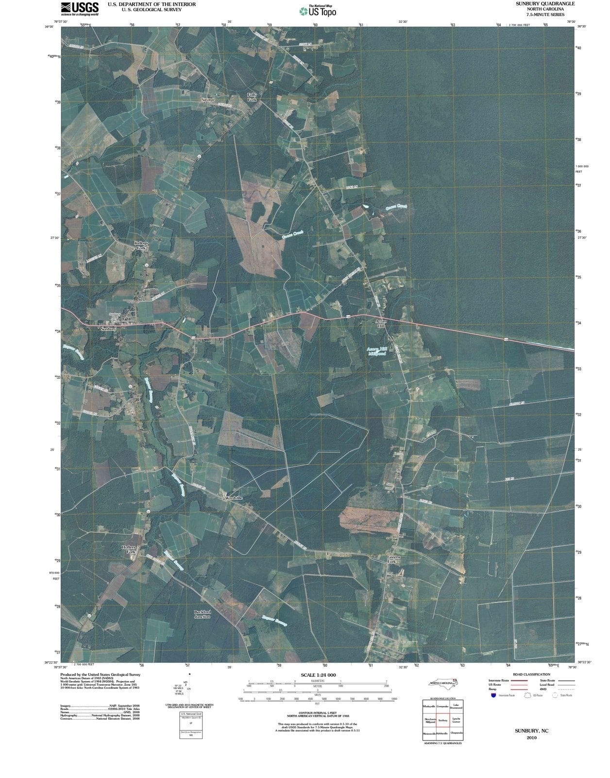2010 Sunbury, NC - North Carolina - USGS Topographic Map