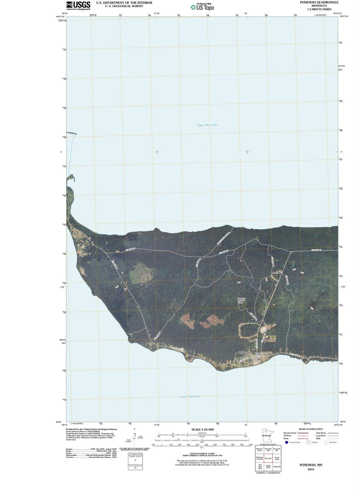 2010 Ponemah, MN - Minnesota - USGS Topographic Map v2