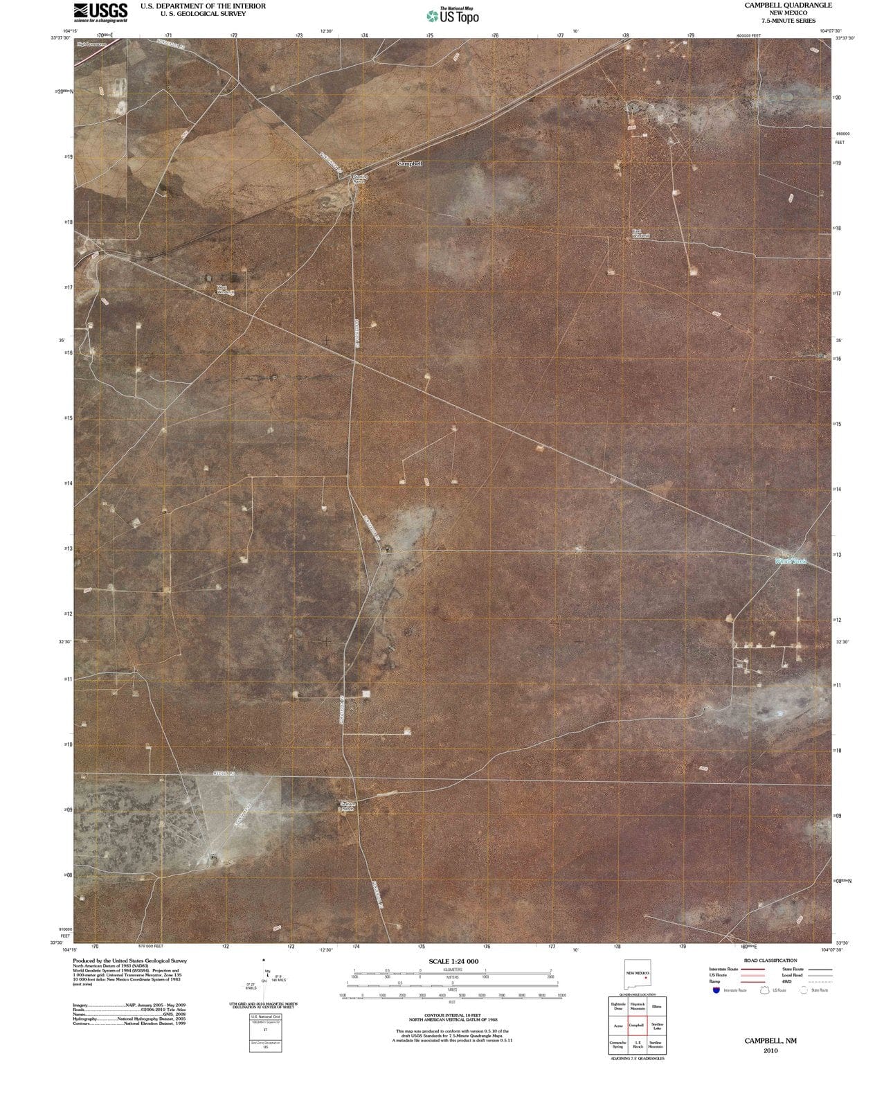 2010 Campbell, NM - New Mexico - USGS Topographic Map