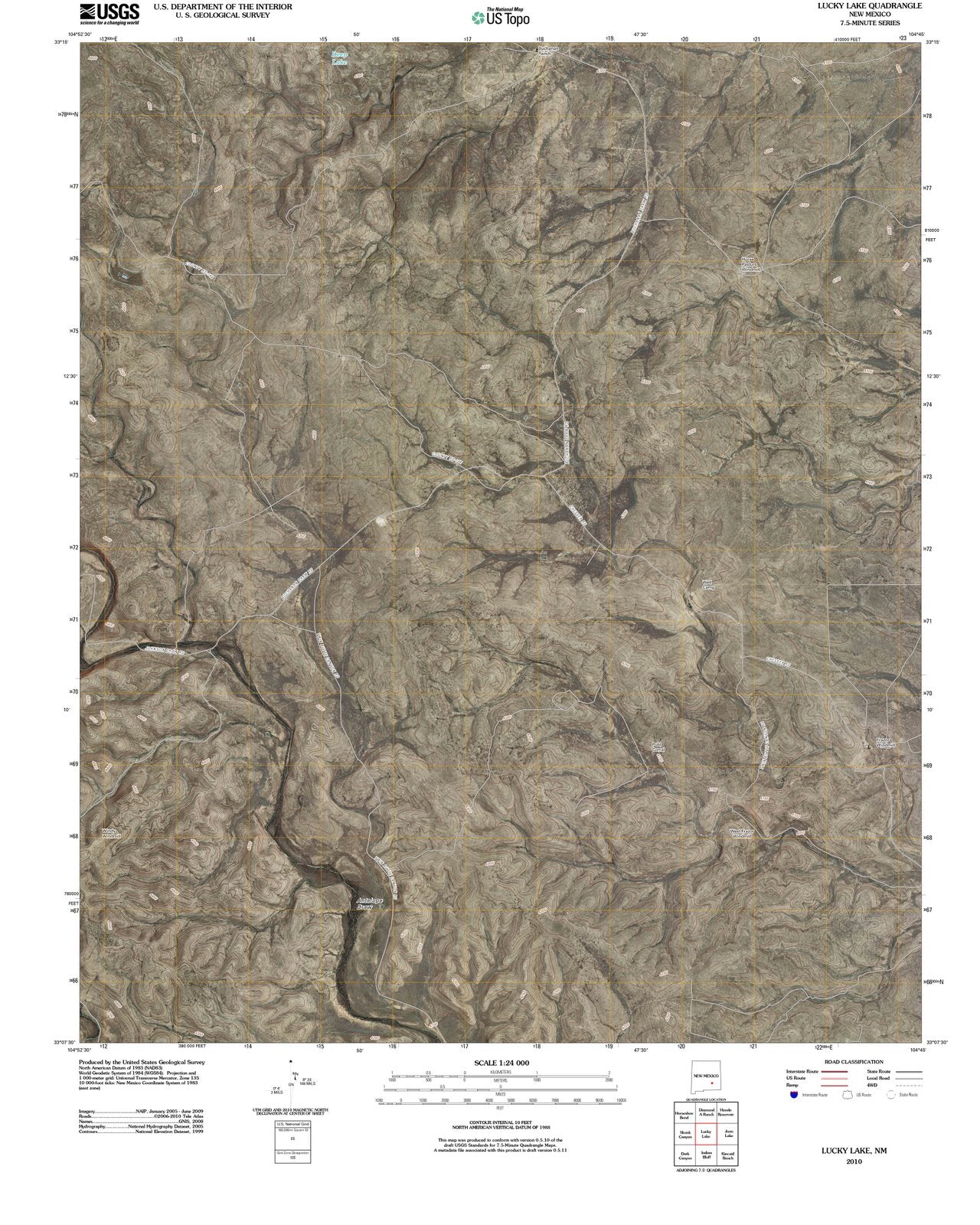 2010 Lucky Lake, NM - New Mexico - USGS Topographic Map