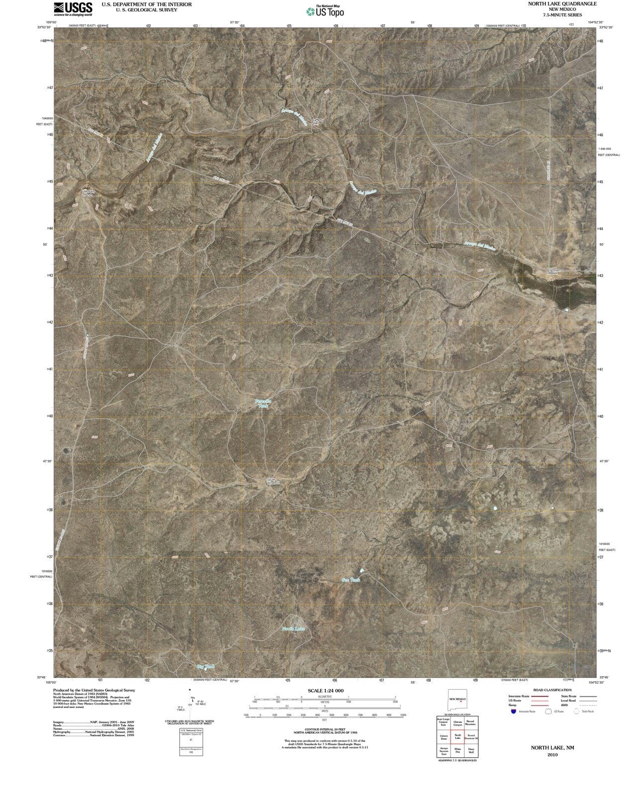 2010 North Lake, NM - New Mexico - USGS Topographic Map