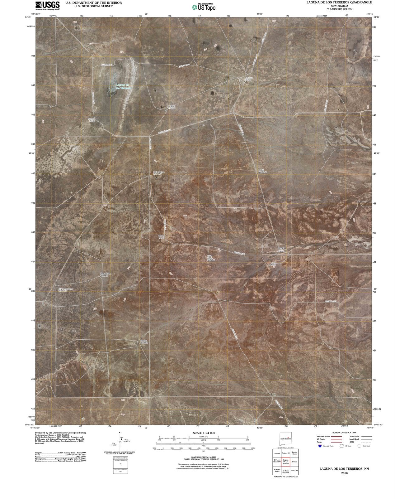 2010 Lagunae Los Terreros, NM - New Mexico - USGS Topographic Map
