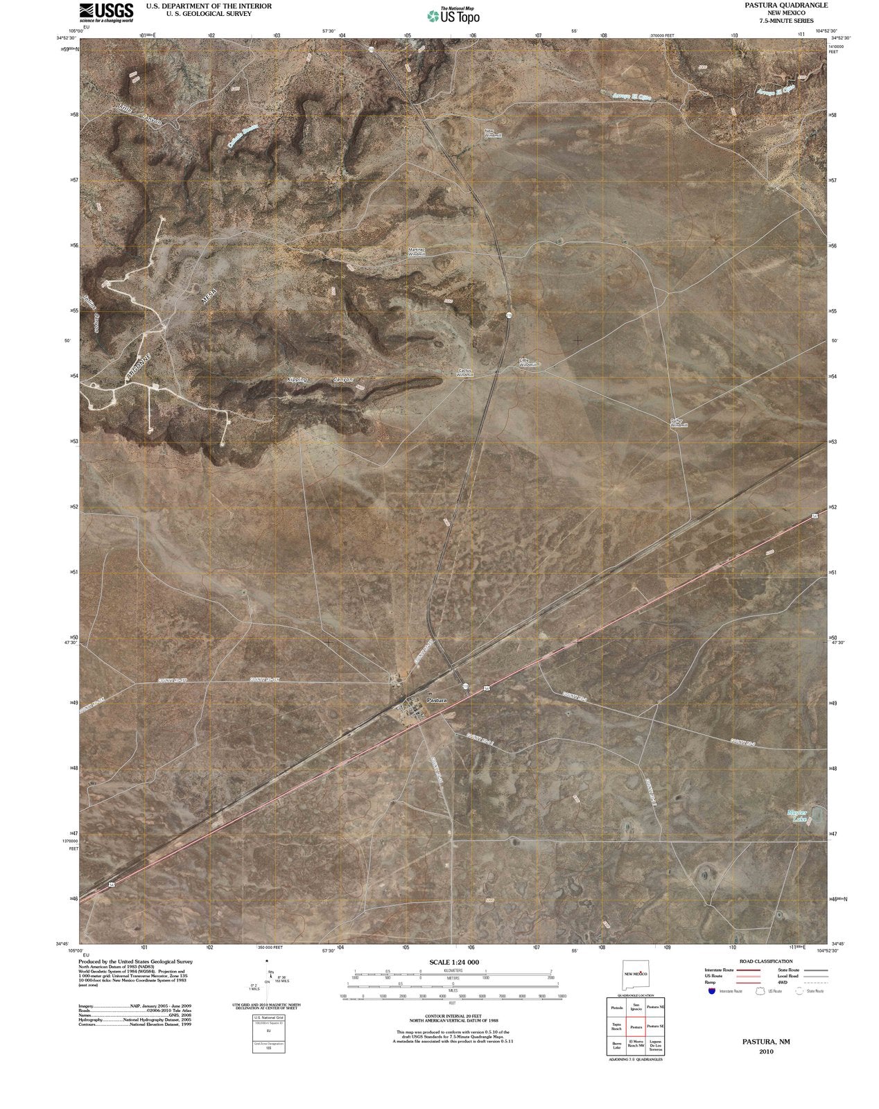 2010 Pastura, NM - New Mexico - USGS Topographic Map
