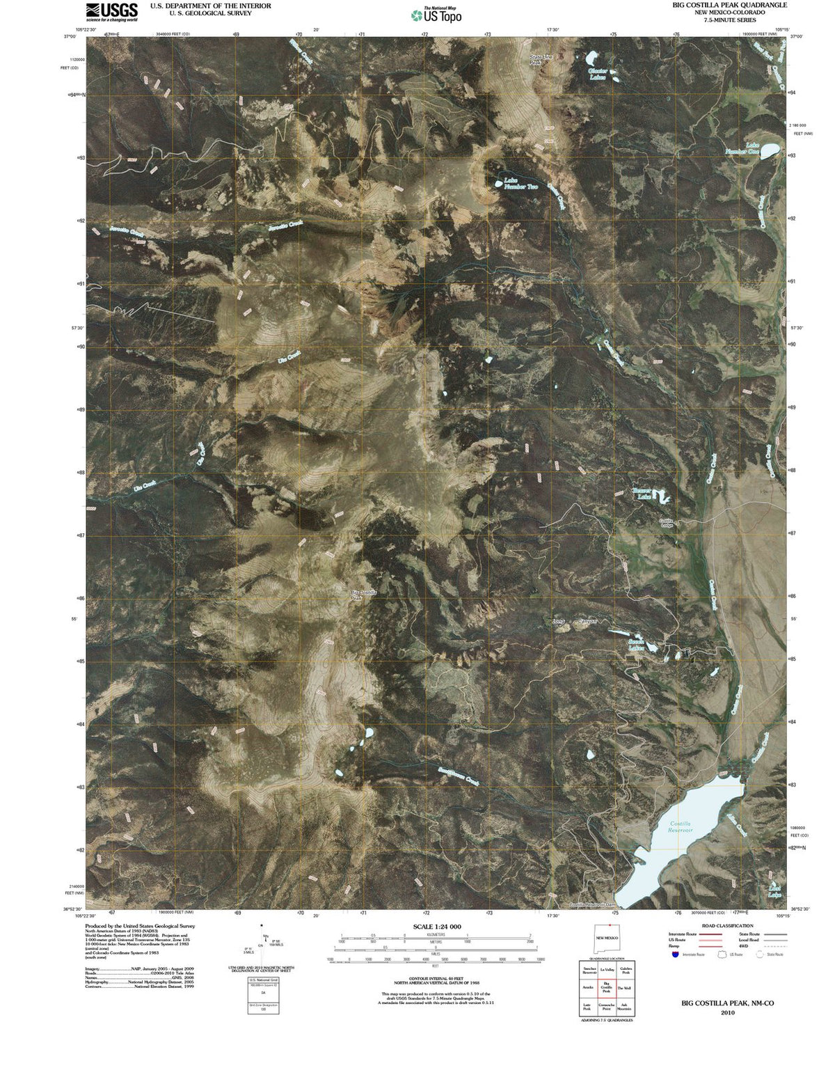 2010 Big Costilla Peak, NM - New Mexico - USGS Topographic Map