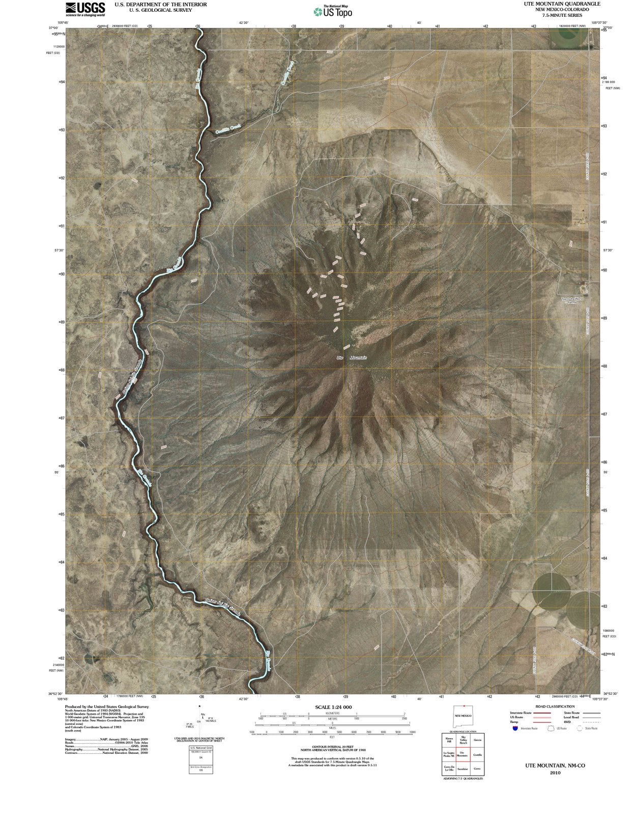 2010 Ute Mountain, NM - New Mexico - USGS Topographic Map