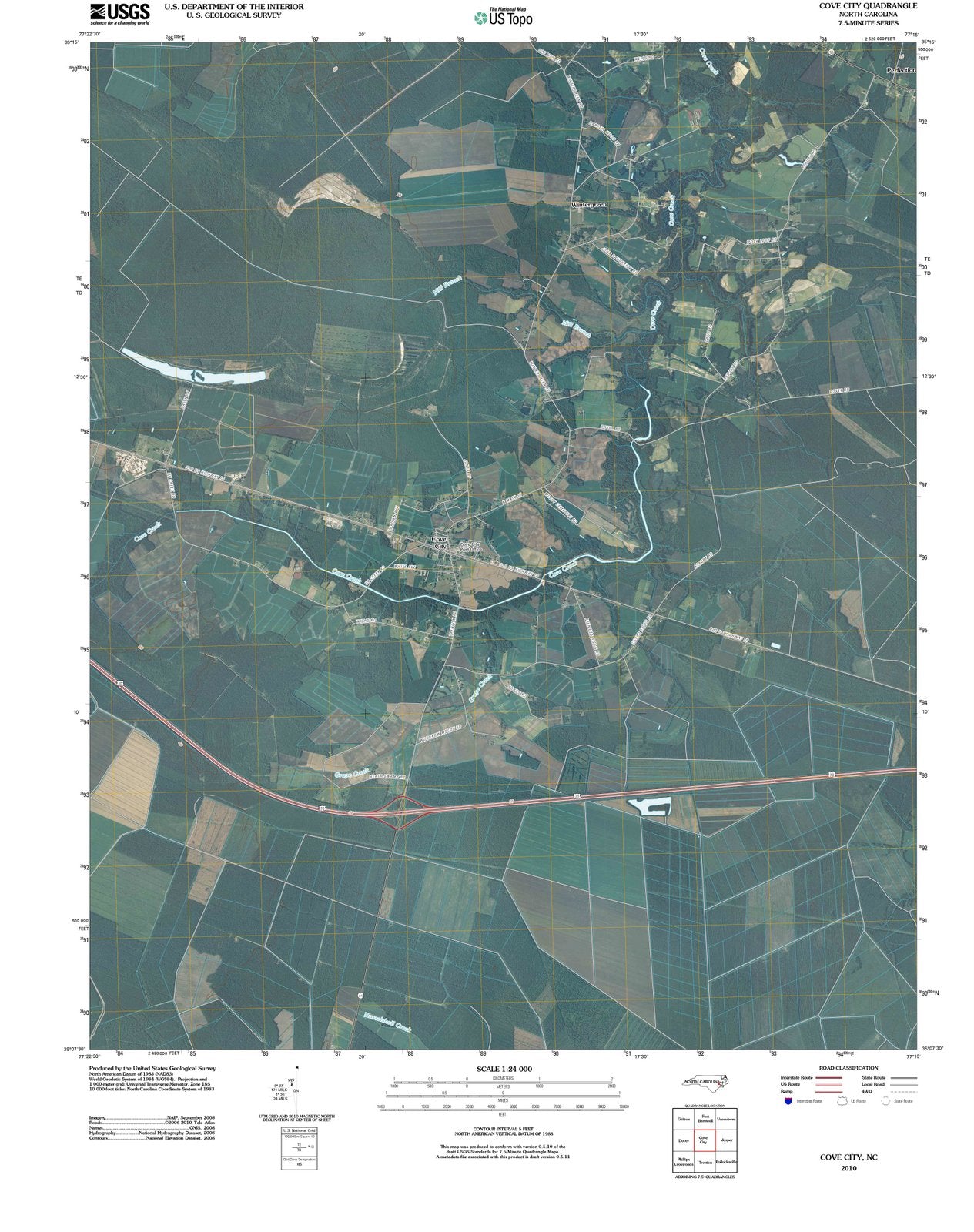 2010 Cove City, NC - North Carolina - USGS Topographic Map