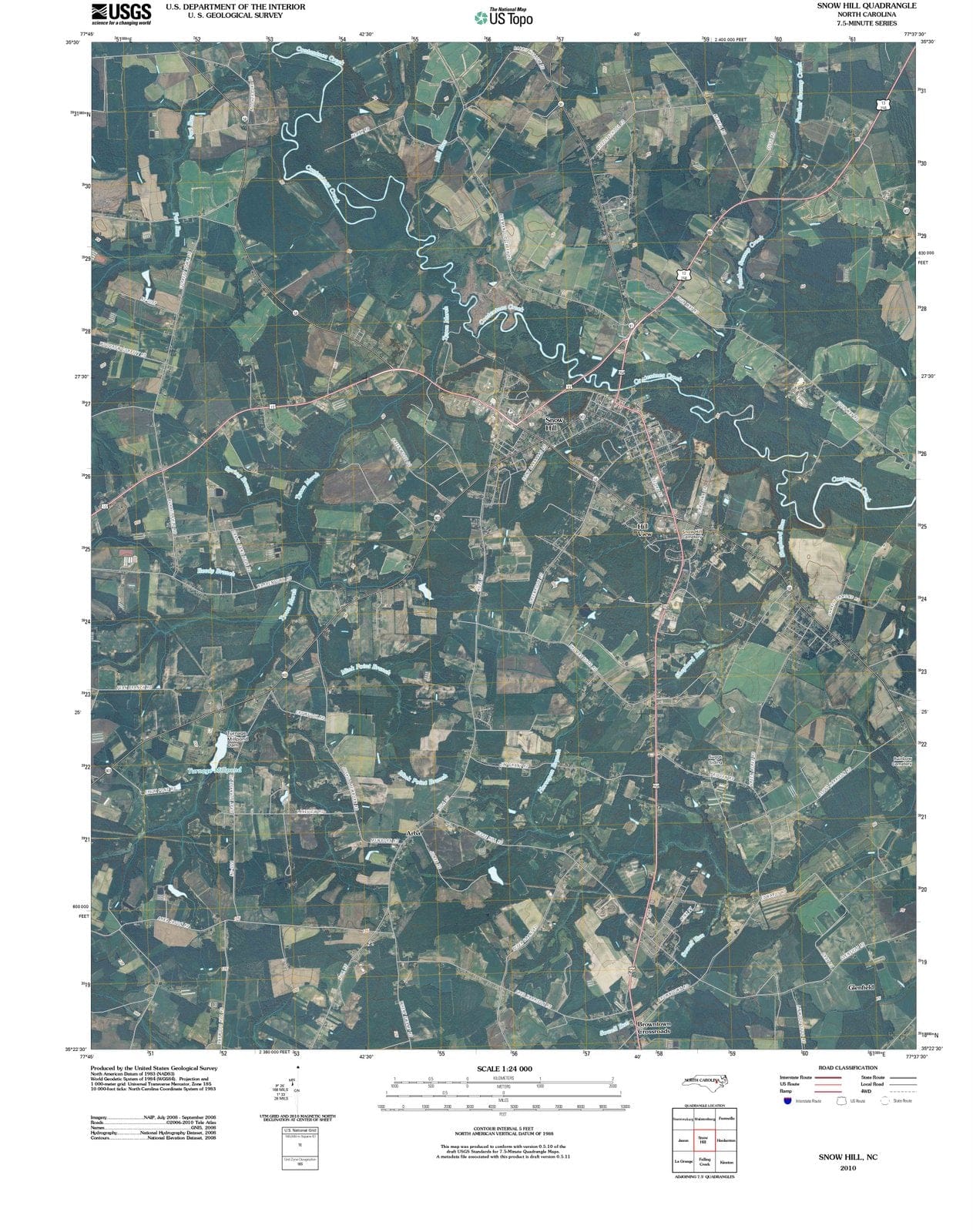2010 Snow Hill, NC - North Carolina - USGS Topographic Map