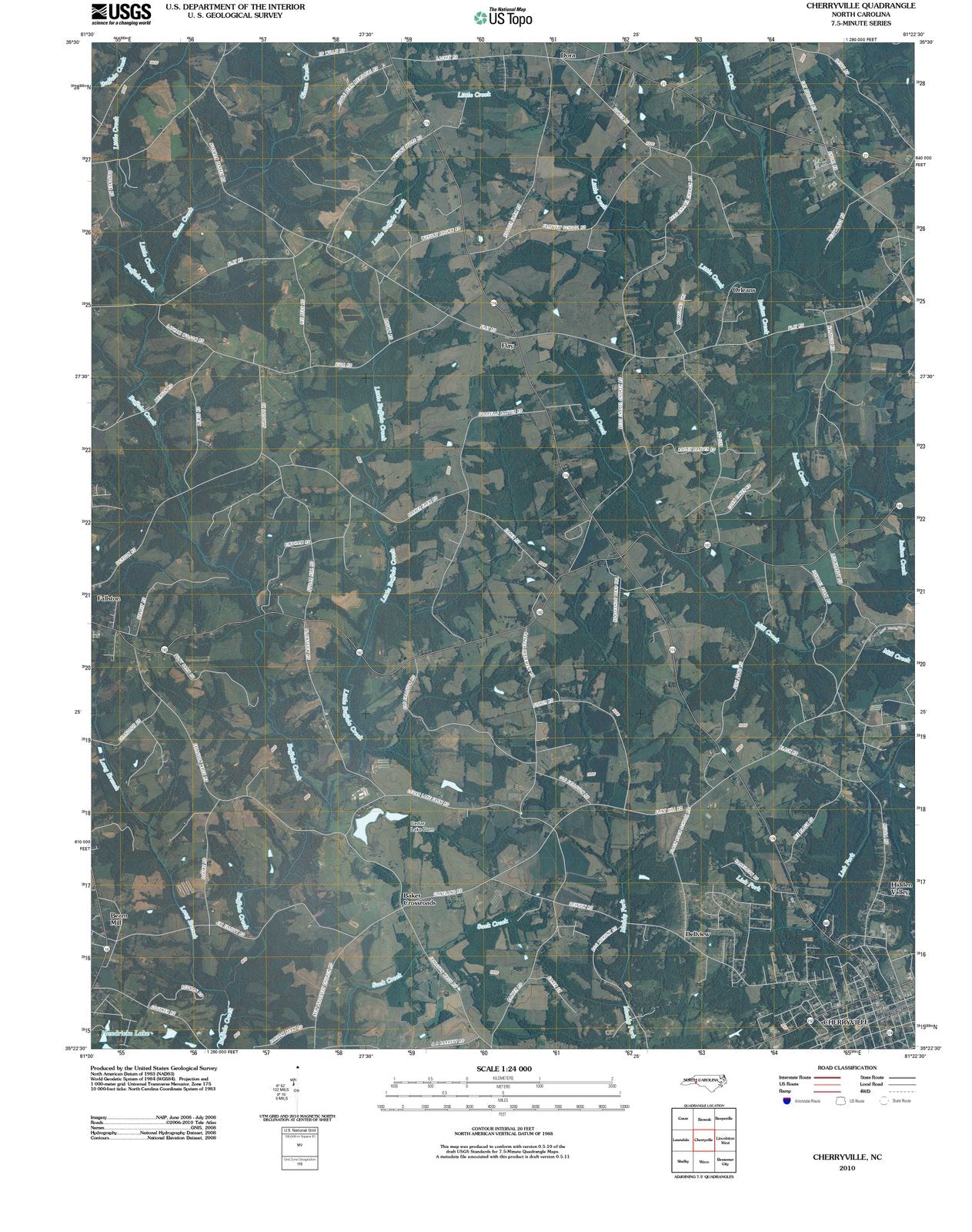 2010 Cherryville, NC - North Carolina - USGS Topographic Map