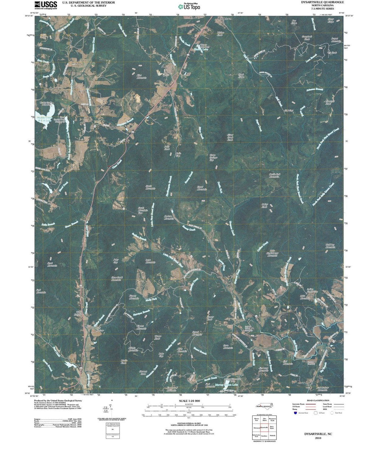 2010 Dysartsville, NC - North Carolina - USGS Topographic Map