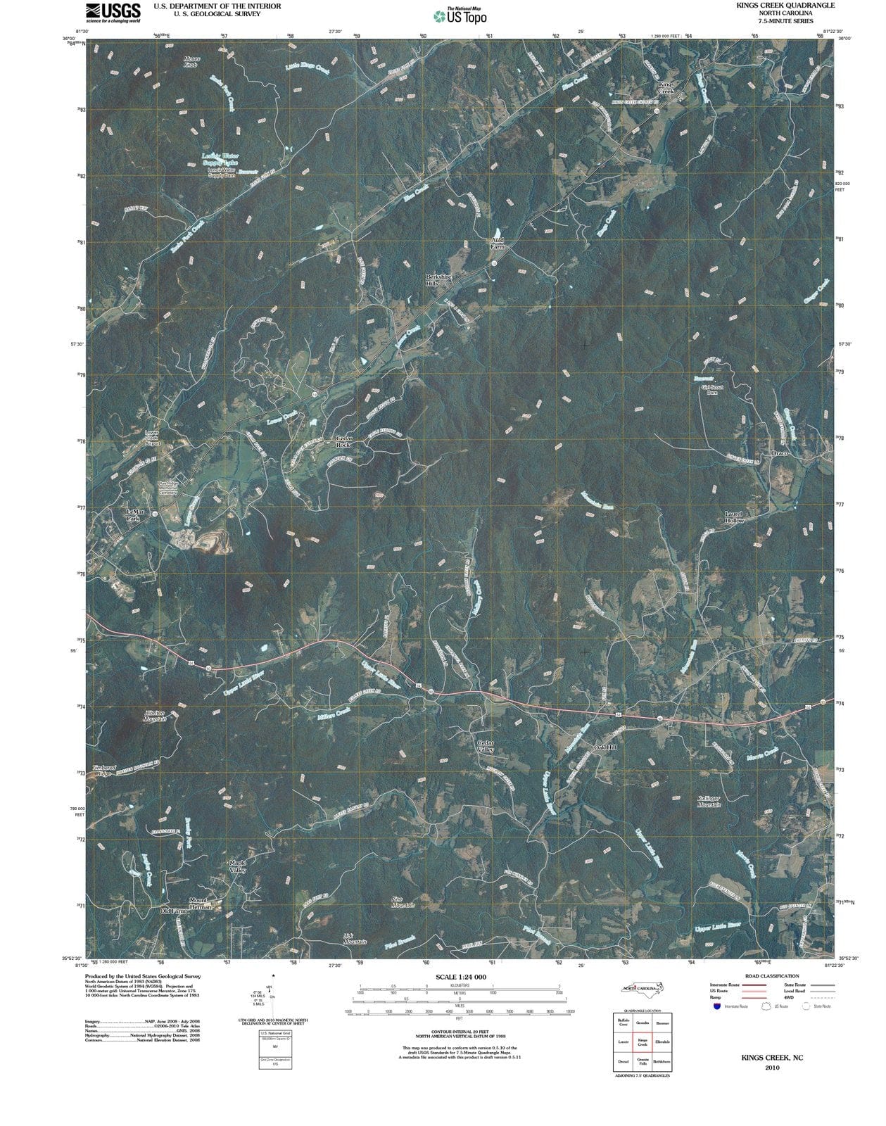 2010 Kings Creek, NC - North Carolina - USGS Topographic Map