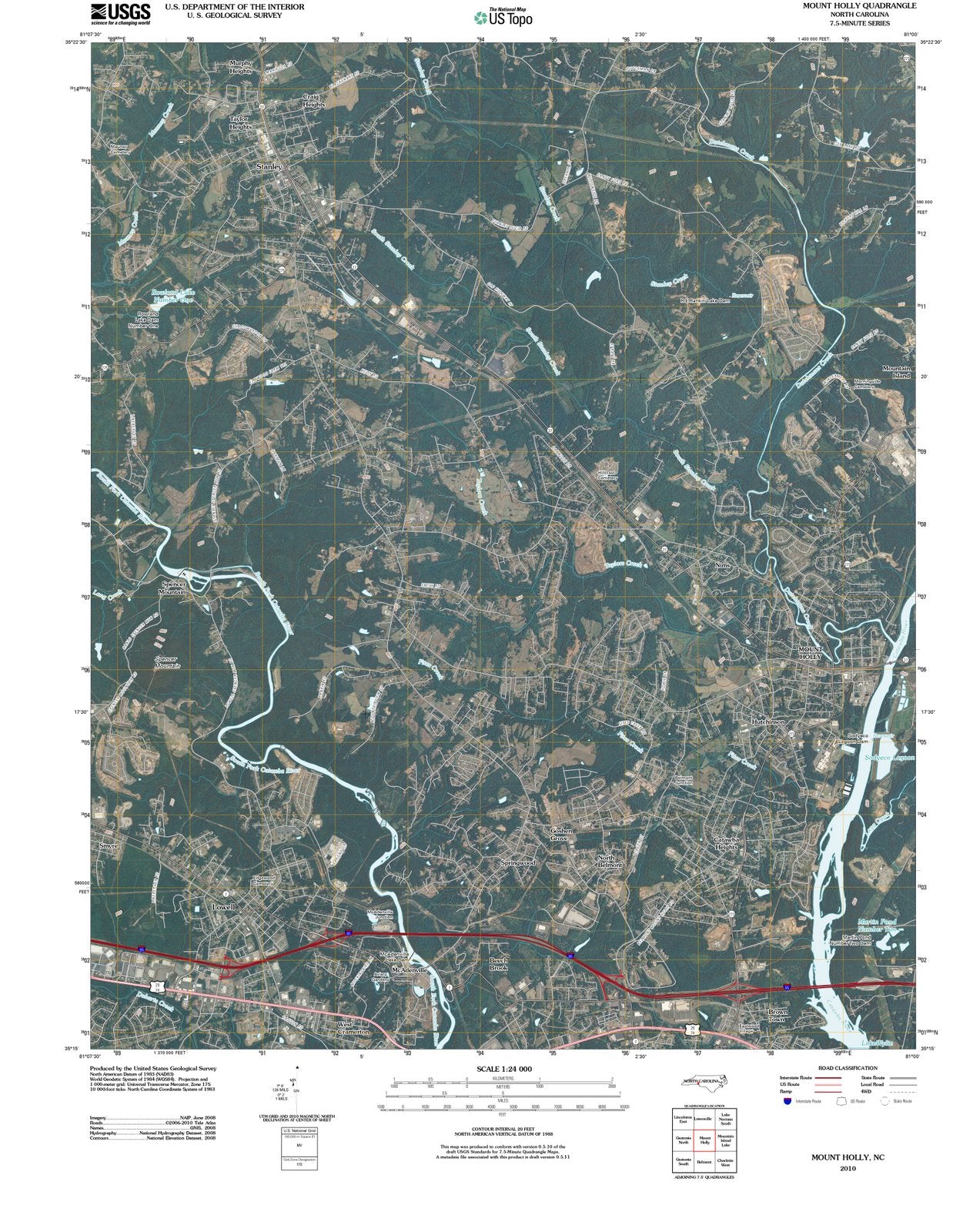 2010 Mount Holly, NC - North Carolina - USGS Topographic Map