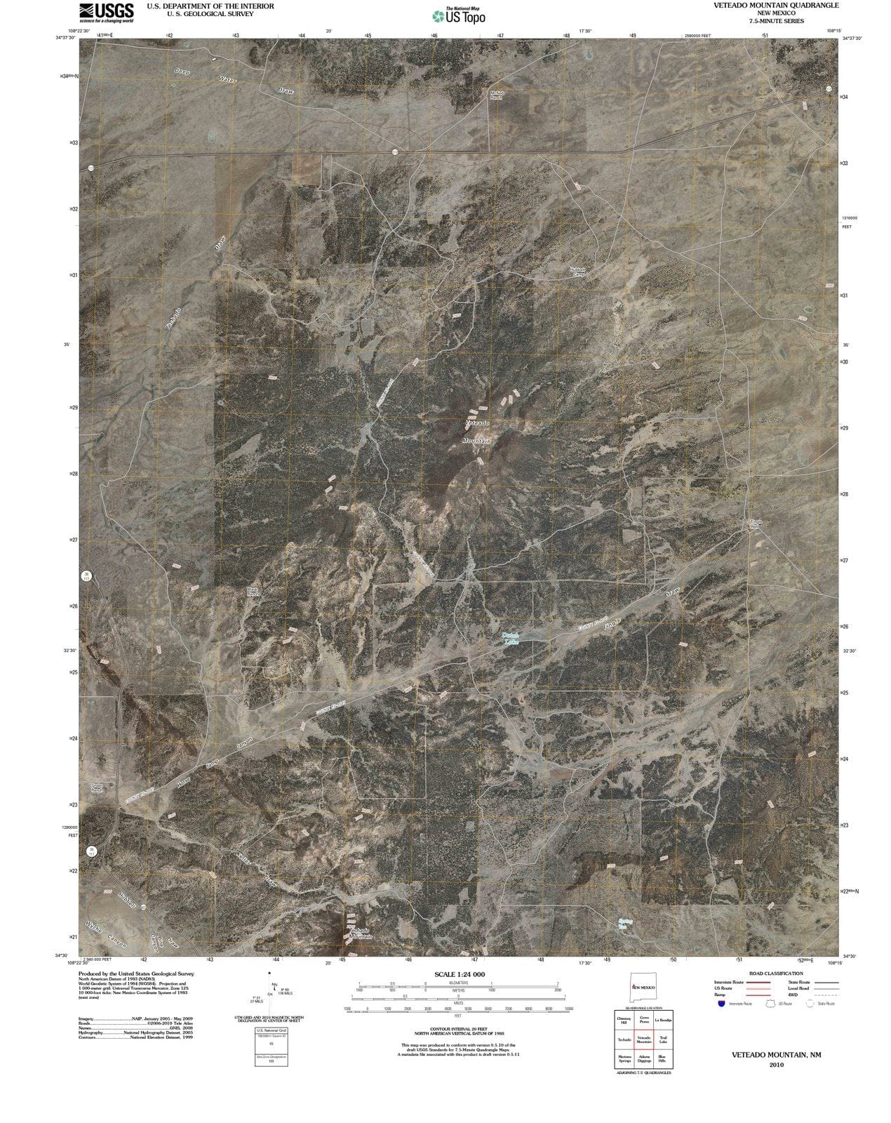 2010 Veteado Mountain, NM - New Mexico - USGS Topographic Map