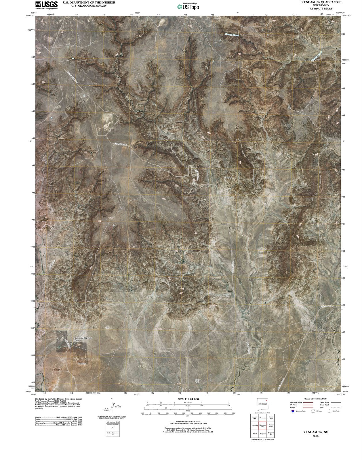 2010 Beenham, NM - New Mexico - USGS Topographic Map v2