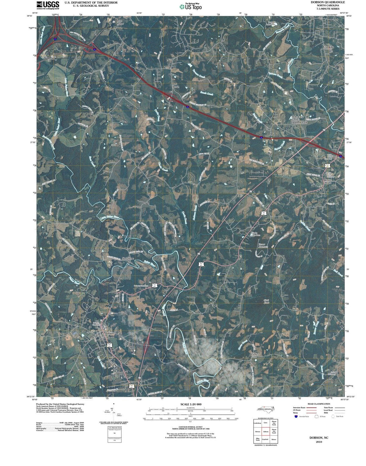 2010 Dobson, NC - North Carolina - USGS Topographic Map