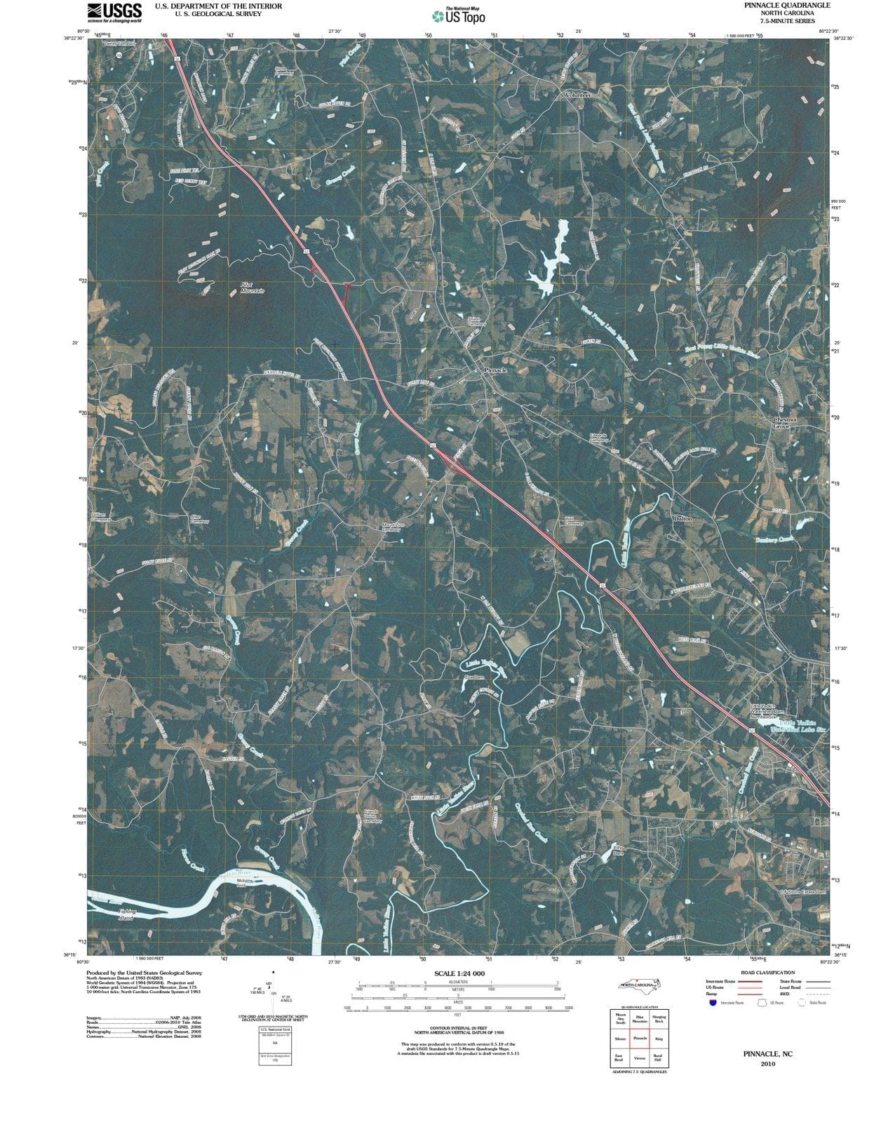 2010 Pinnacle, NC - North Carolina - USGS Topographic Map