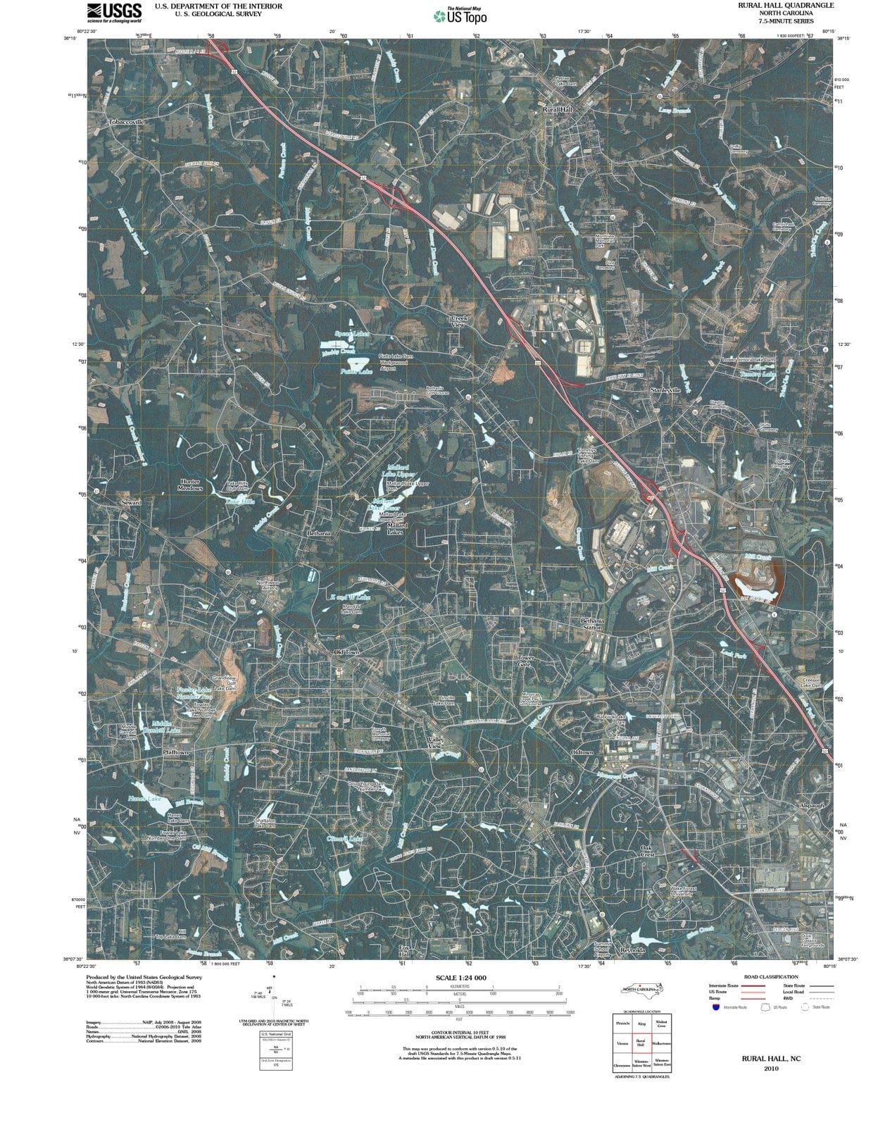 2010 Rural Hall, NC - North Carolina - USGS Topographic Map