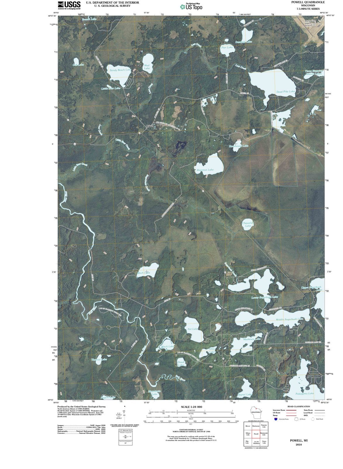 2010 Powell, WI - Wisconsin - USGS Topographic Map