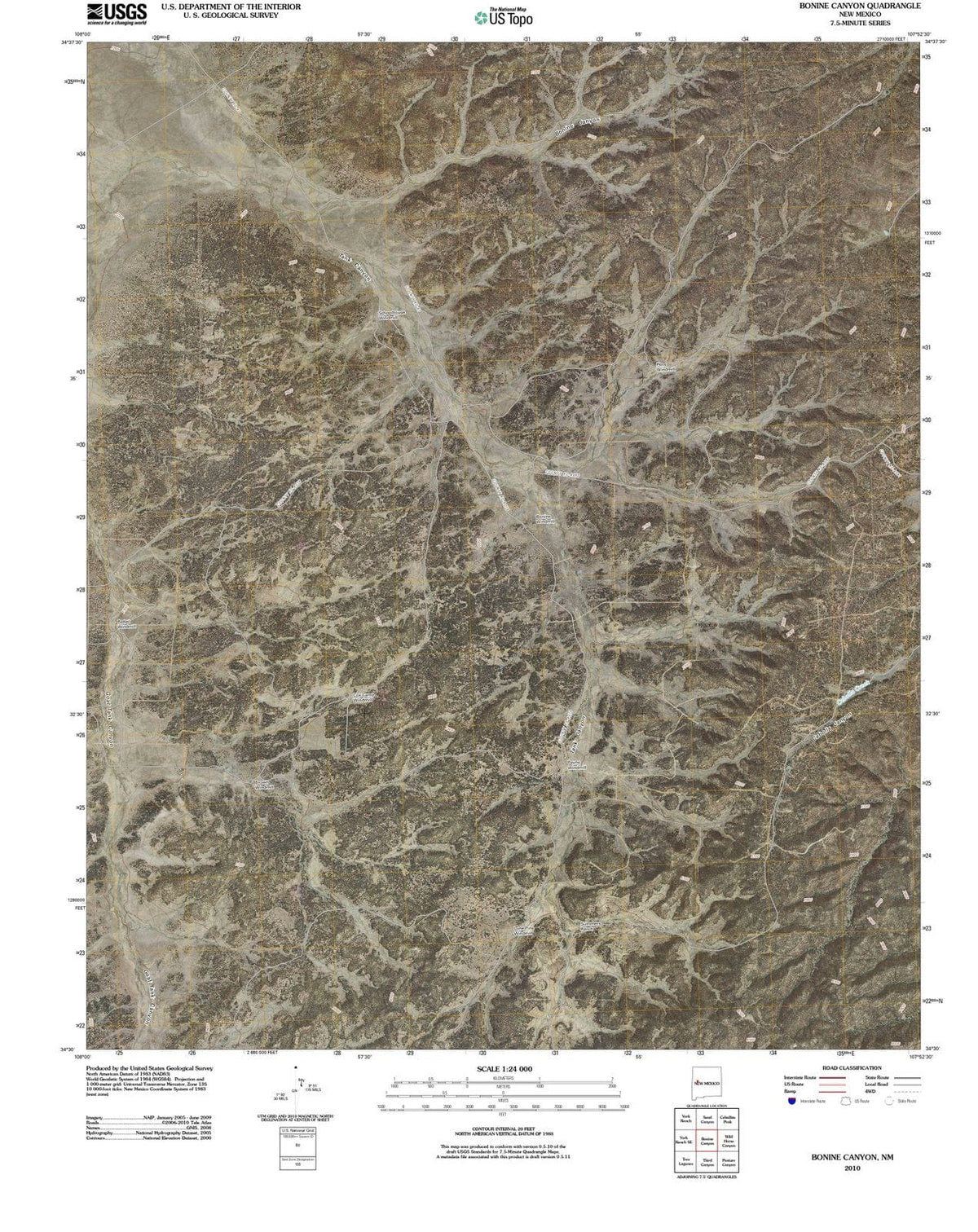 2010 Bonine Canyon, NM - New Mexico - USGS Topographic Map
