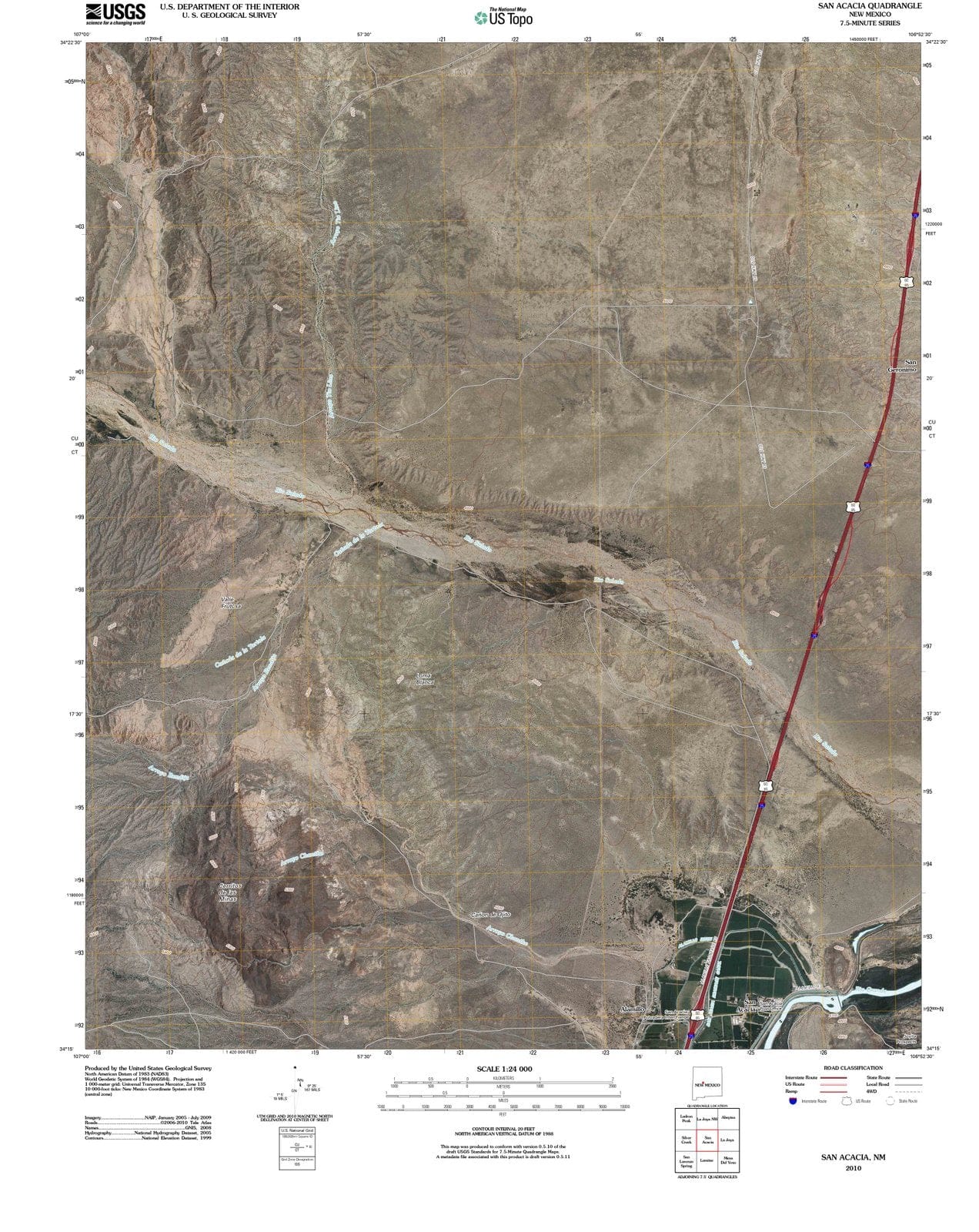 2010 San Acacia, NM - New Mexico - USGS Topographic Map