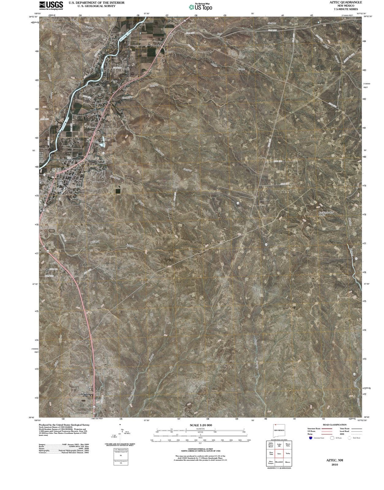 2010 Aztec, NM - New Mexico - USGS Topographic Map