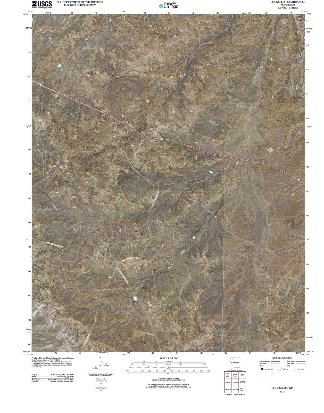 2010 Counselor, NM - New Mexico - USGS Topographic Map