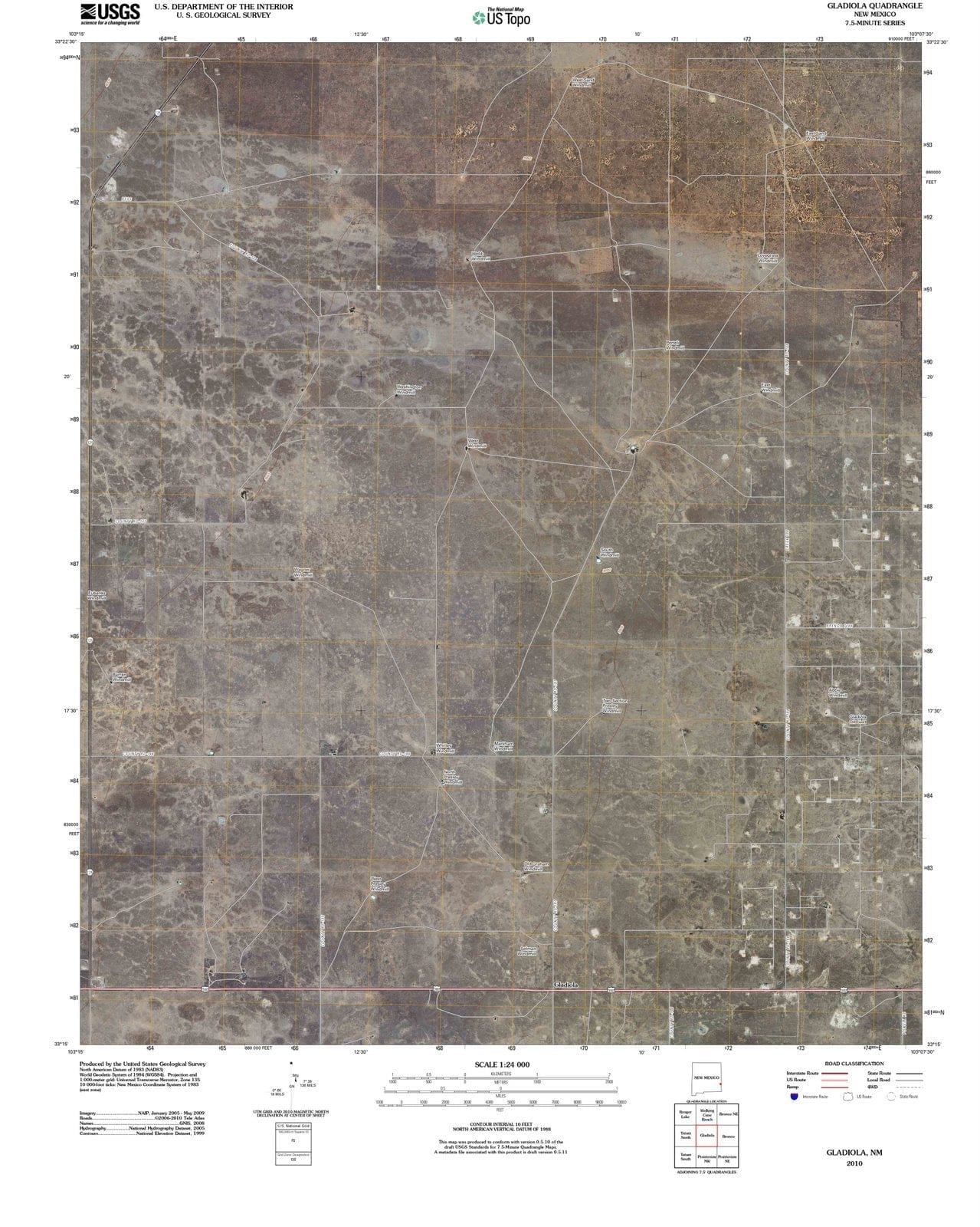 2010 Gladiola, NM - New Mexico - USGS Topographic Map