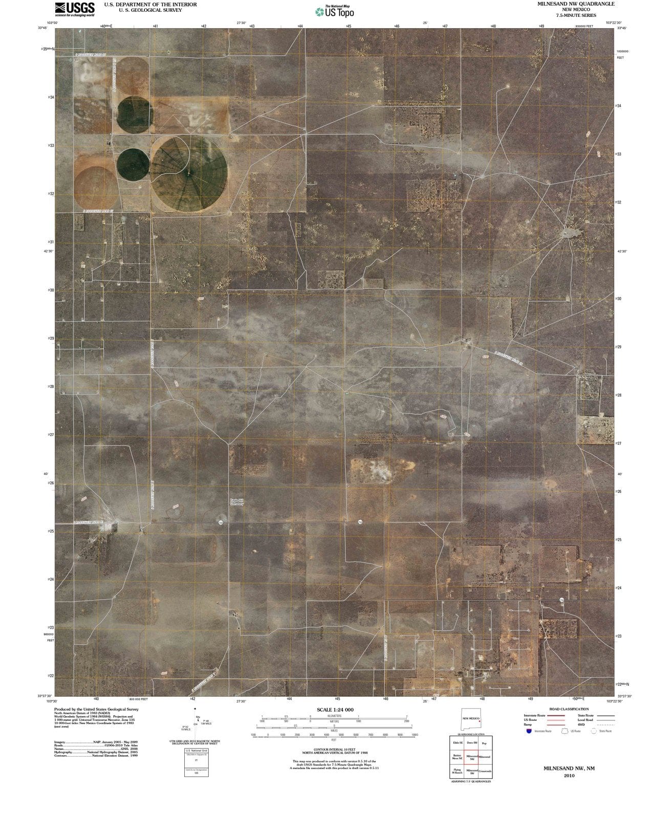 2010 Milnesand, NM - New Mexico - USGS Topographic Map v2