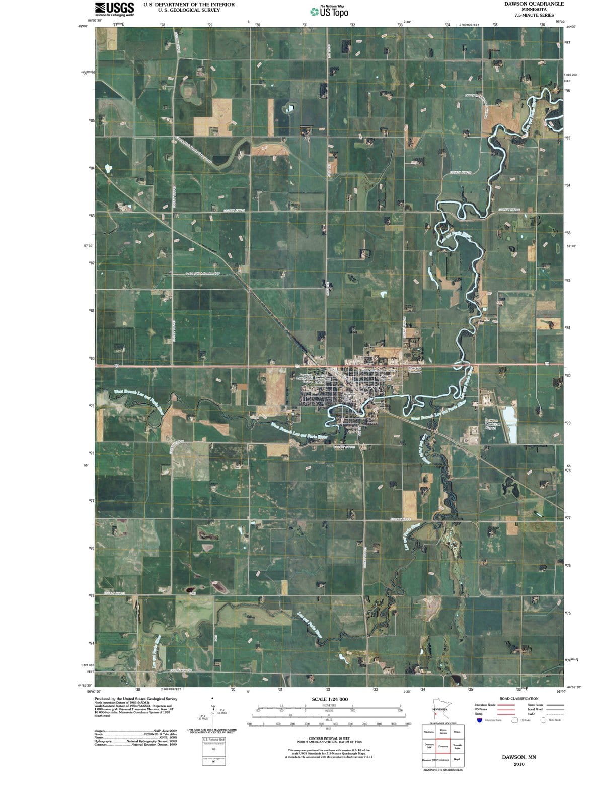 2010 Dawson, MN - Minnesota - USGS Topographic Map