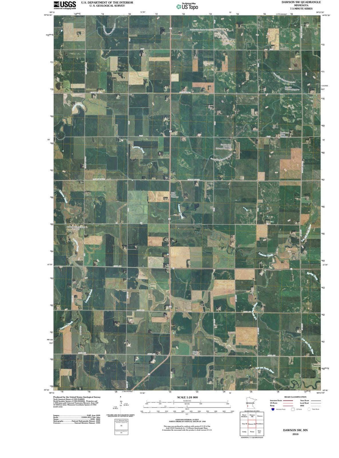 2010 Dawson, MN - Minnesota - USGS Topographic Map v3