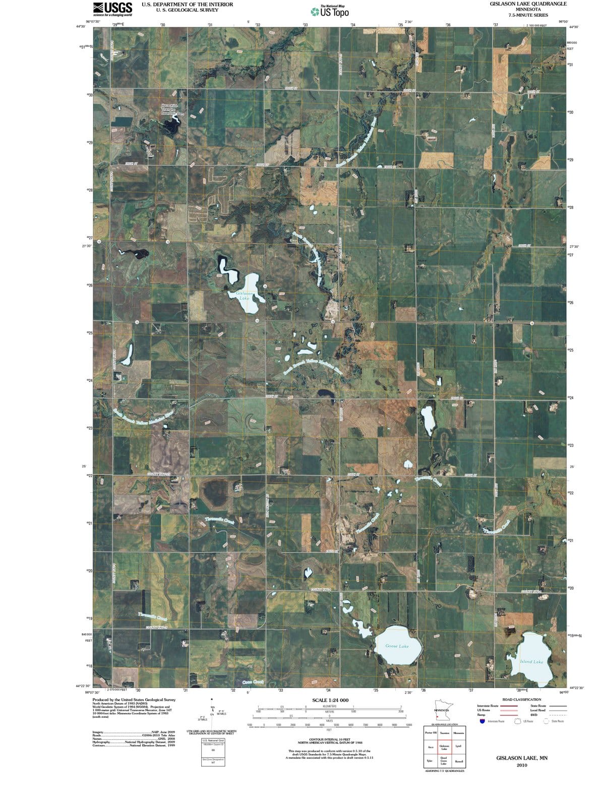 2010 Gislason Lake, MN - Minnesota - USGS Topographic Map