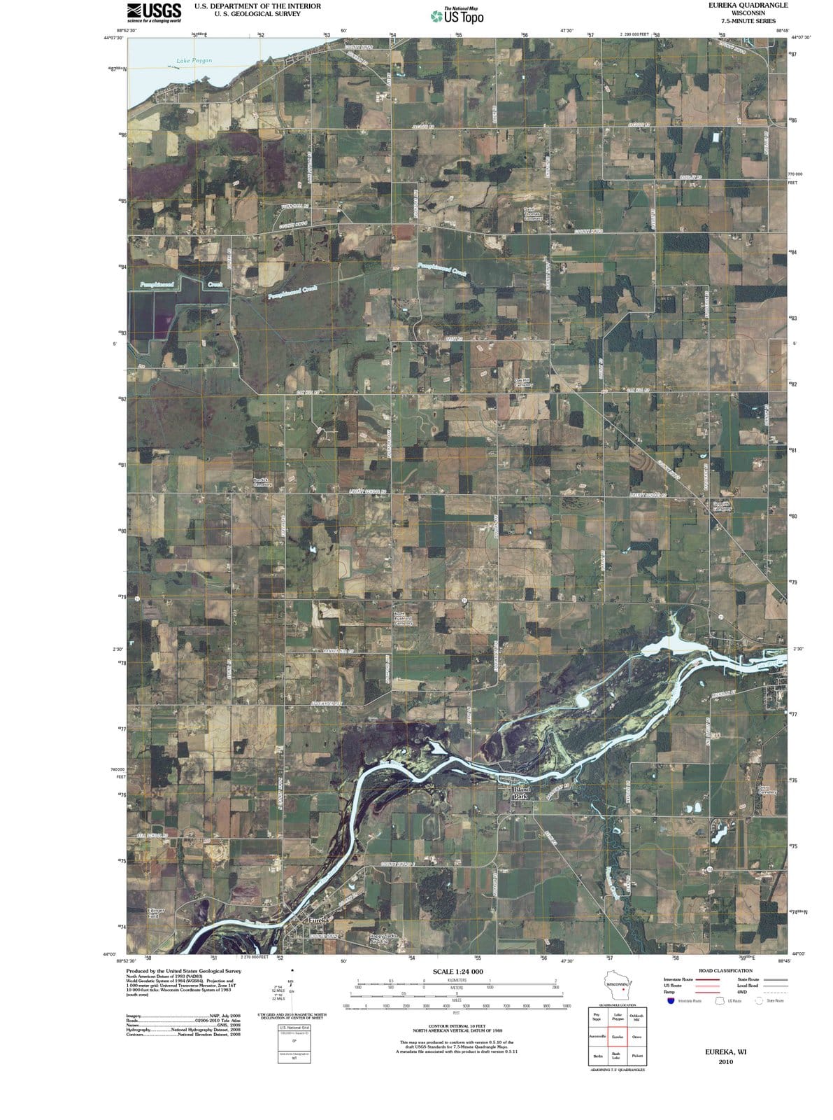 2010 Eureka, WI - Wisconsin - USGS Topographic Map